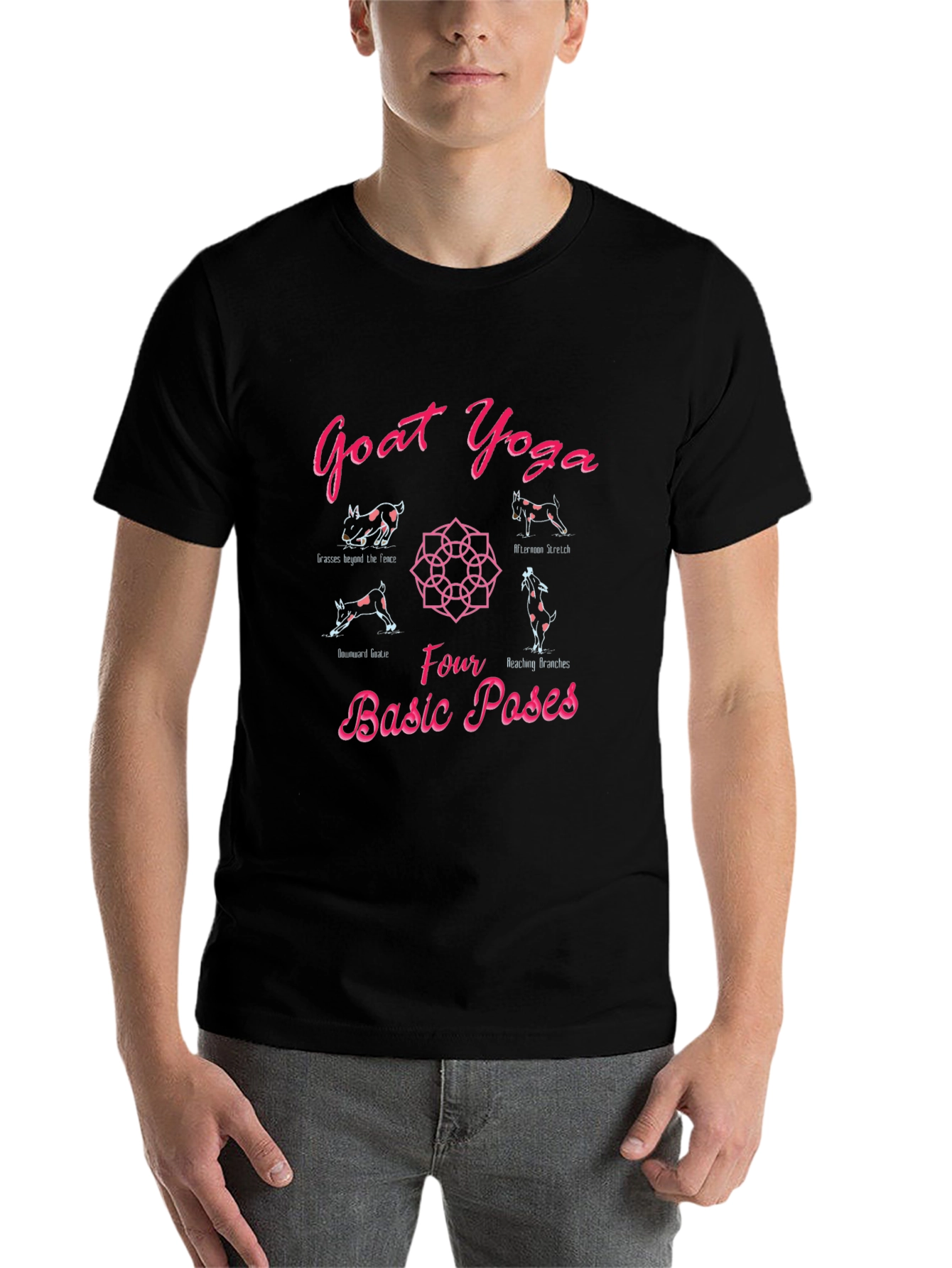 Black Goat Yoga Graphic T-Shirt view 7