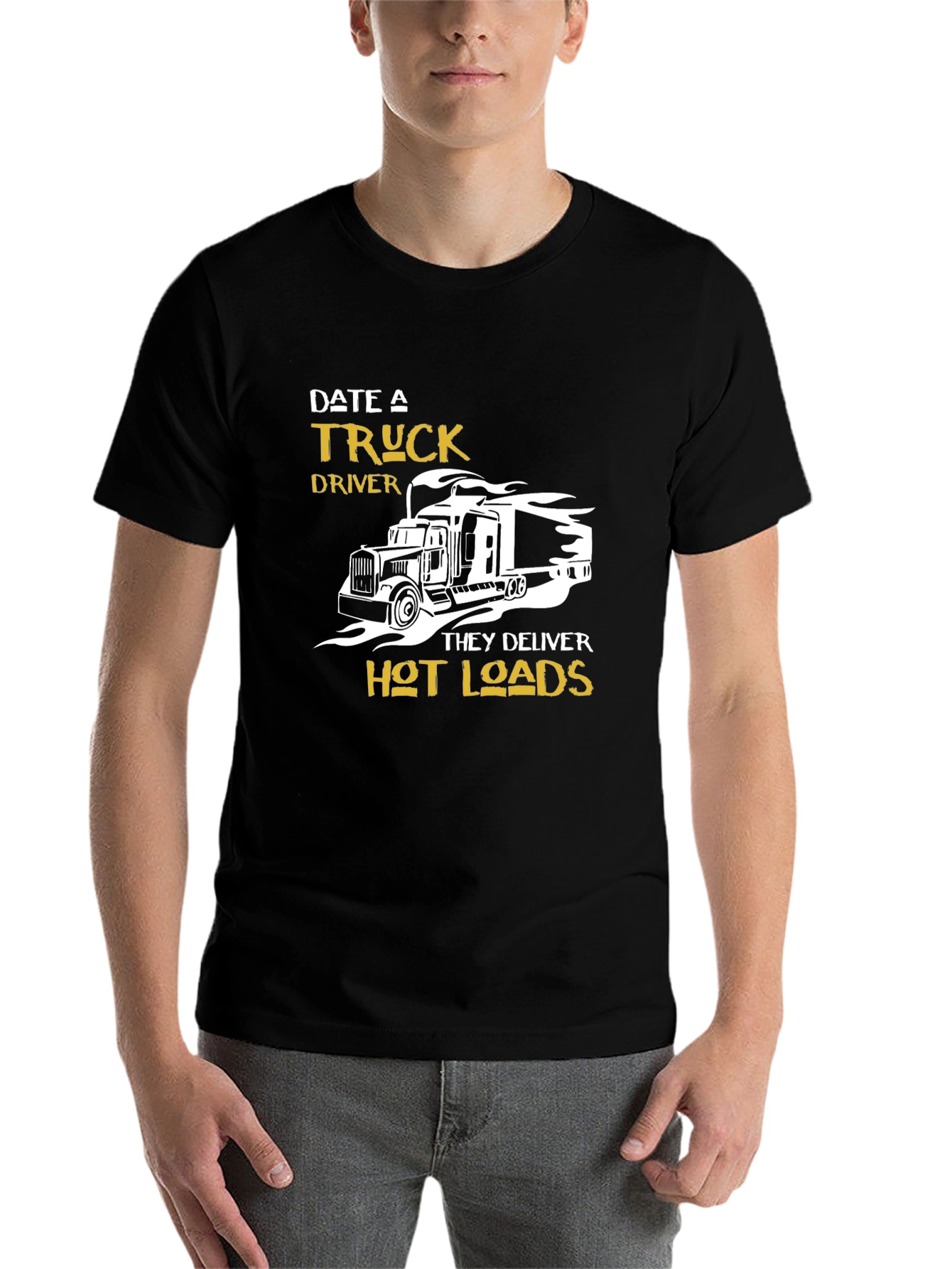 Black Date a Truck Driver Graphic T-Shirt - Black view 7