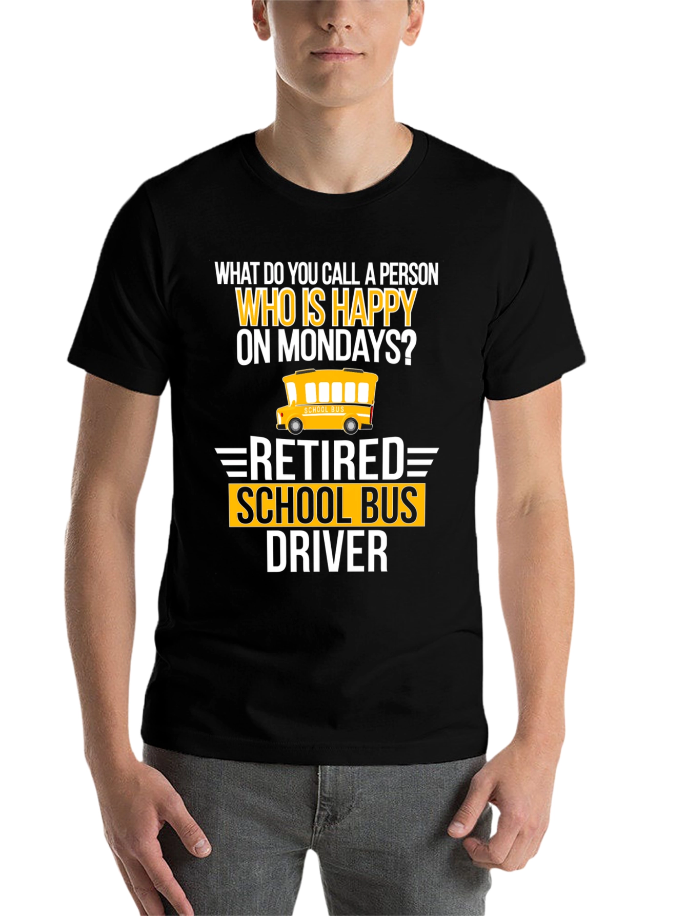 Black Retired School Bus Driver T-Shirt view 7