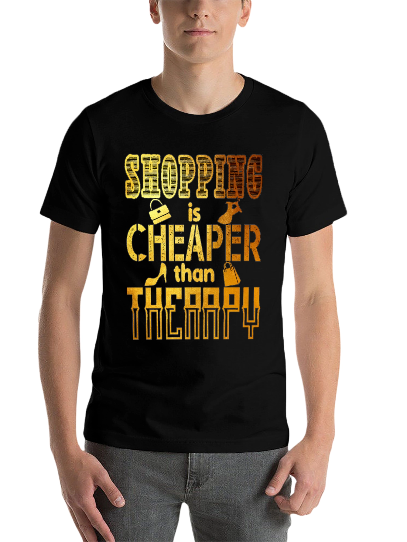 Shopping is Cheaper Than Therapy Graphic Tee - 7