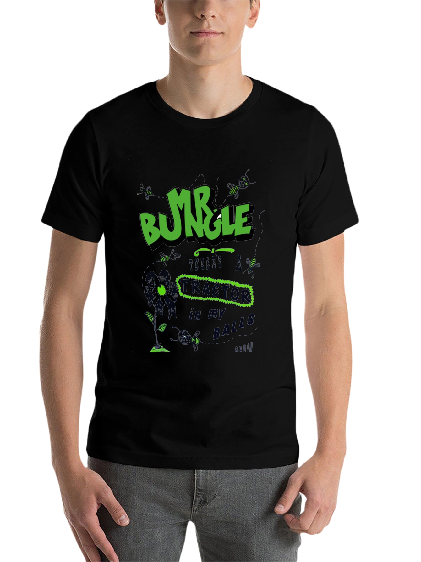Black Mr. Bungle Tractor Balls T-Shirt view 7
