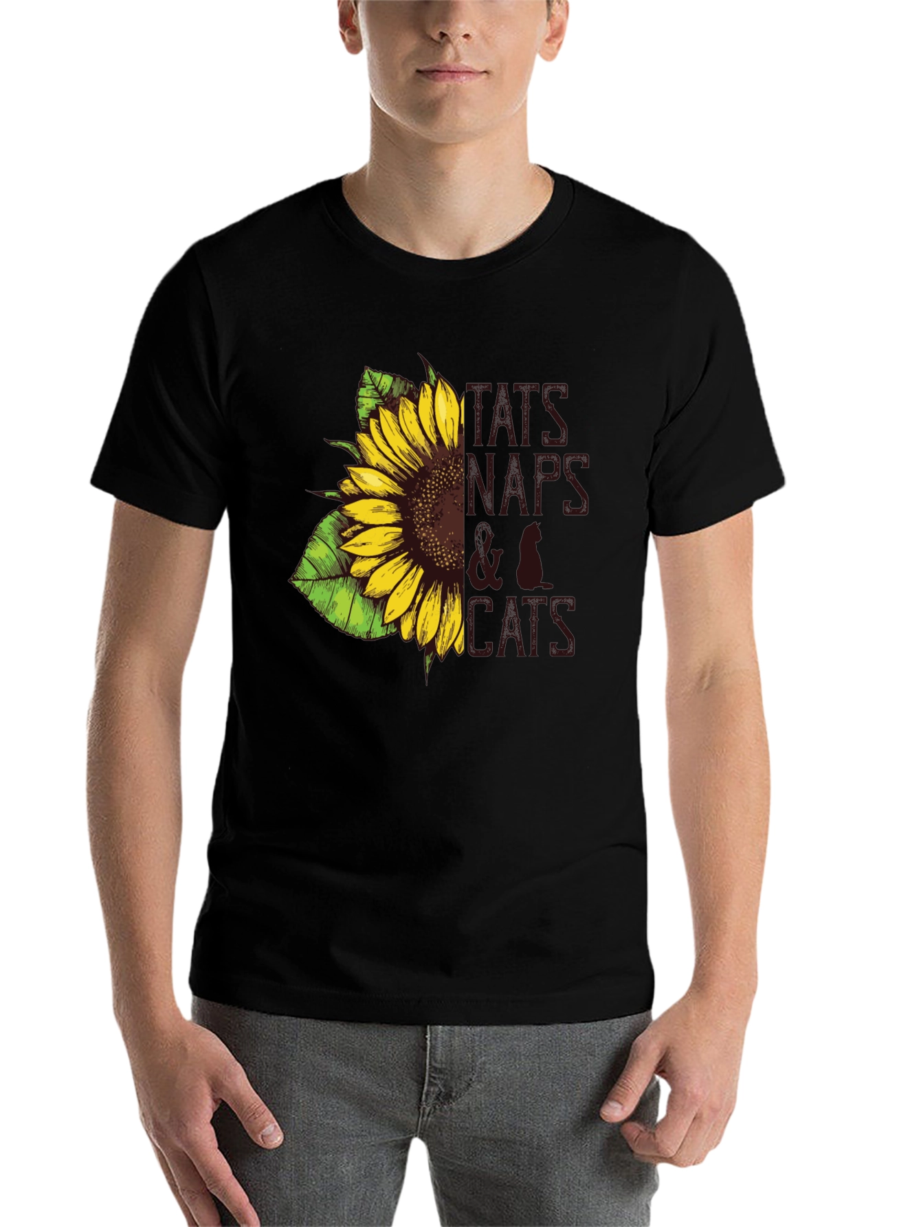 Black Tats, Naps & Cats Sunflower Graphic Tee view 7
