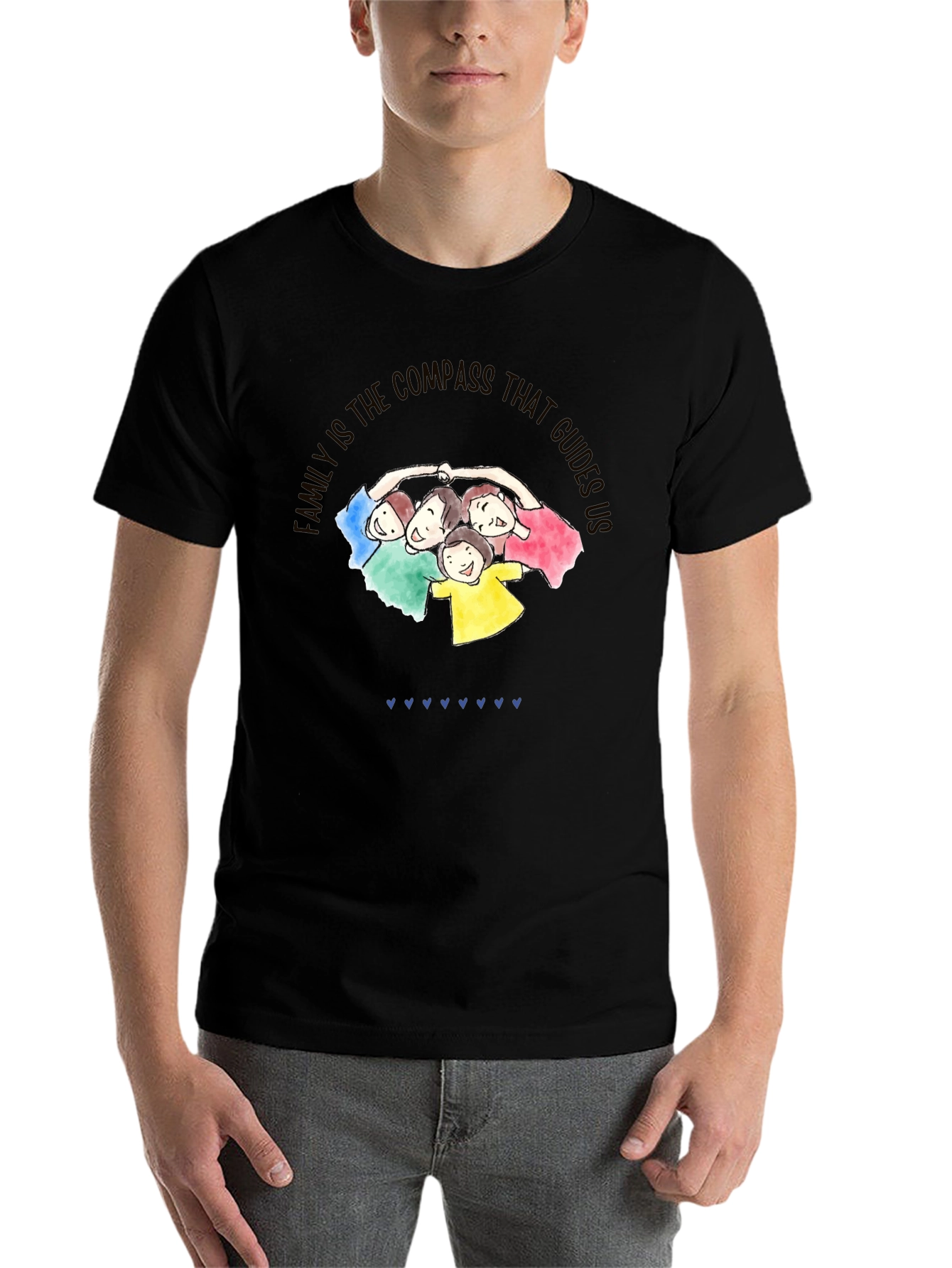 Black Family Compass Graphic Tee - Unisex Cotton Blend view 7