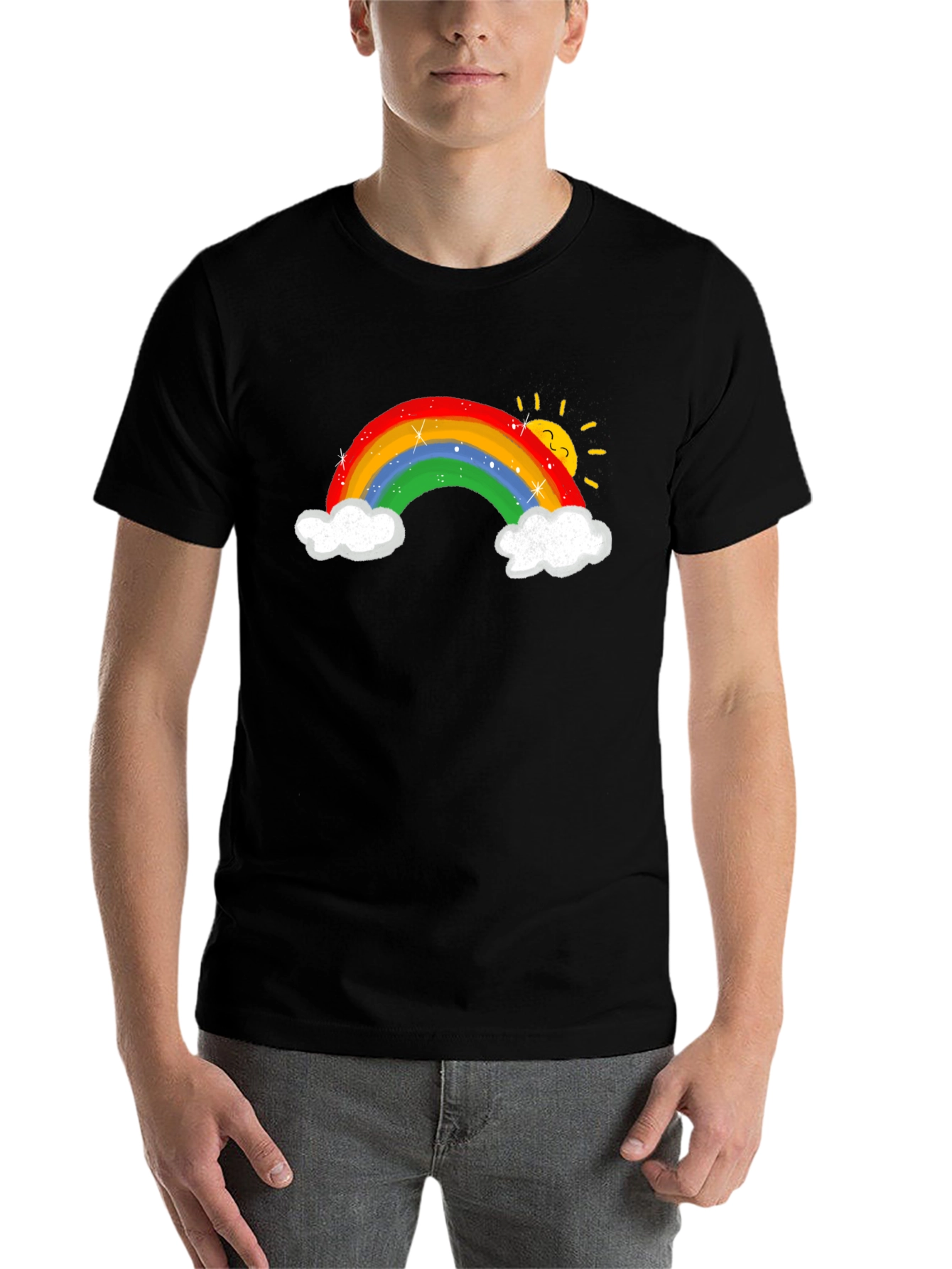 Black Rainbow Graphic T-Shirt - Unisex Cotton Tee view 7