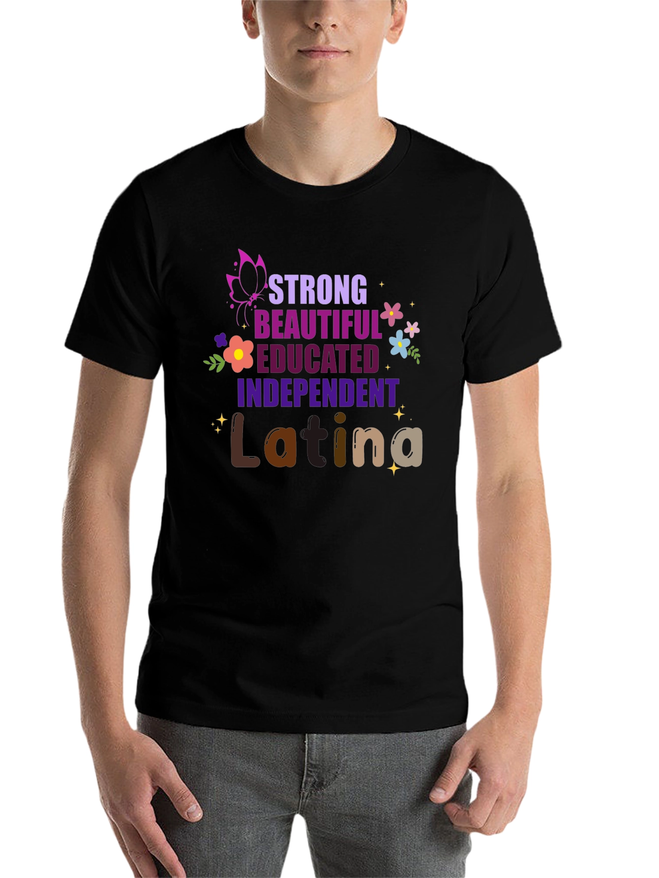 Black Strong Latina Graphic Tee - Empowerment Shirt view 7