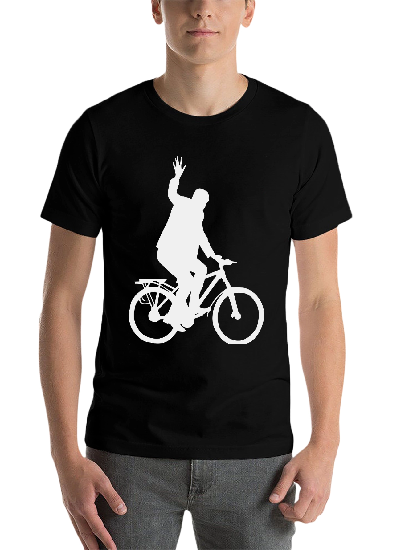 Black Cyclist Graphic T-Shirt - Black Cotton Tee view 7