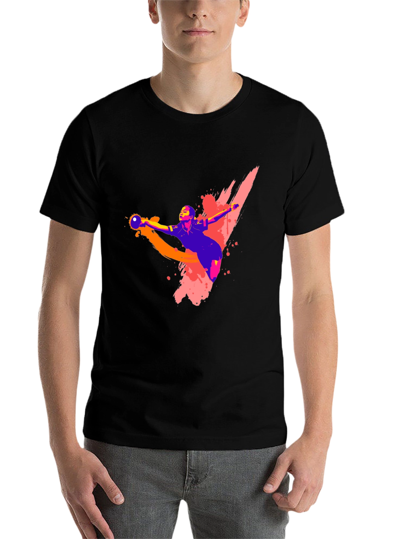 Black Handball Player Graphic T-Shirt - Black view 7