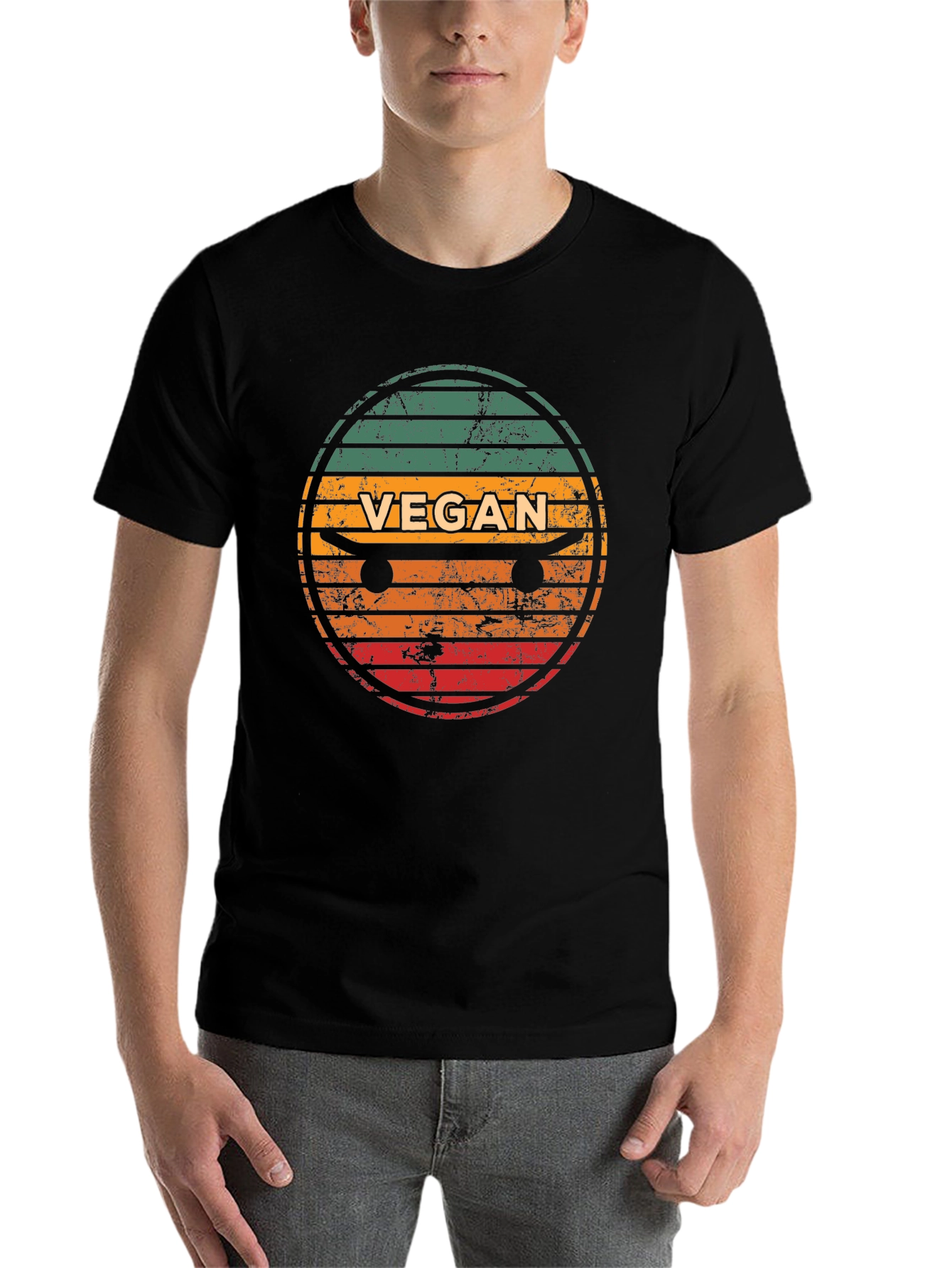 Black Vegan Skateboard T-Shirt - Retro Style Tee view 7