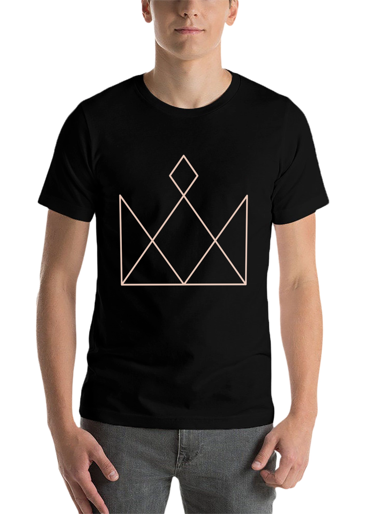 Black Geometric Crown Graphic T-Shirt - Stylish Black Tee view 7