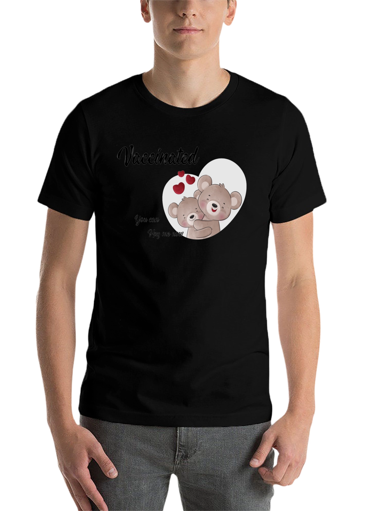 Black Vaccinated Hug Me Now T-Shirt view 7