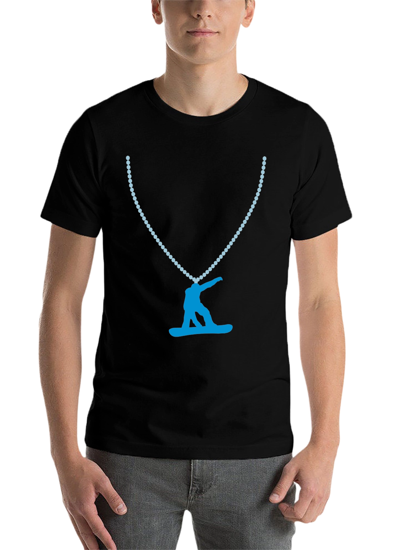 Black Snowboarder Pendant Tee - Cool Graphic Print view 7