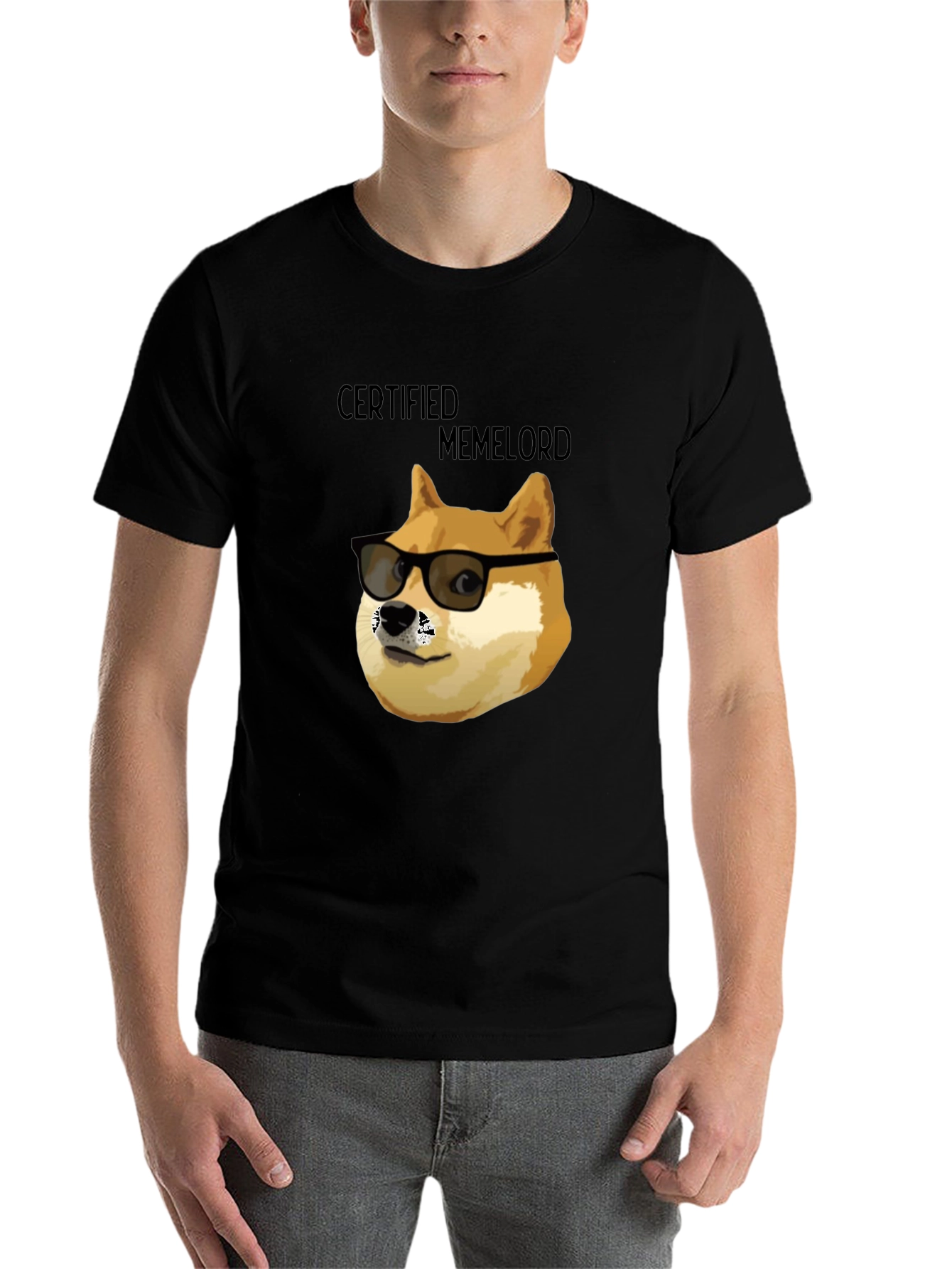 Black Certified Memelord Doge T-Shirt view 7
