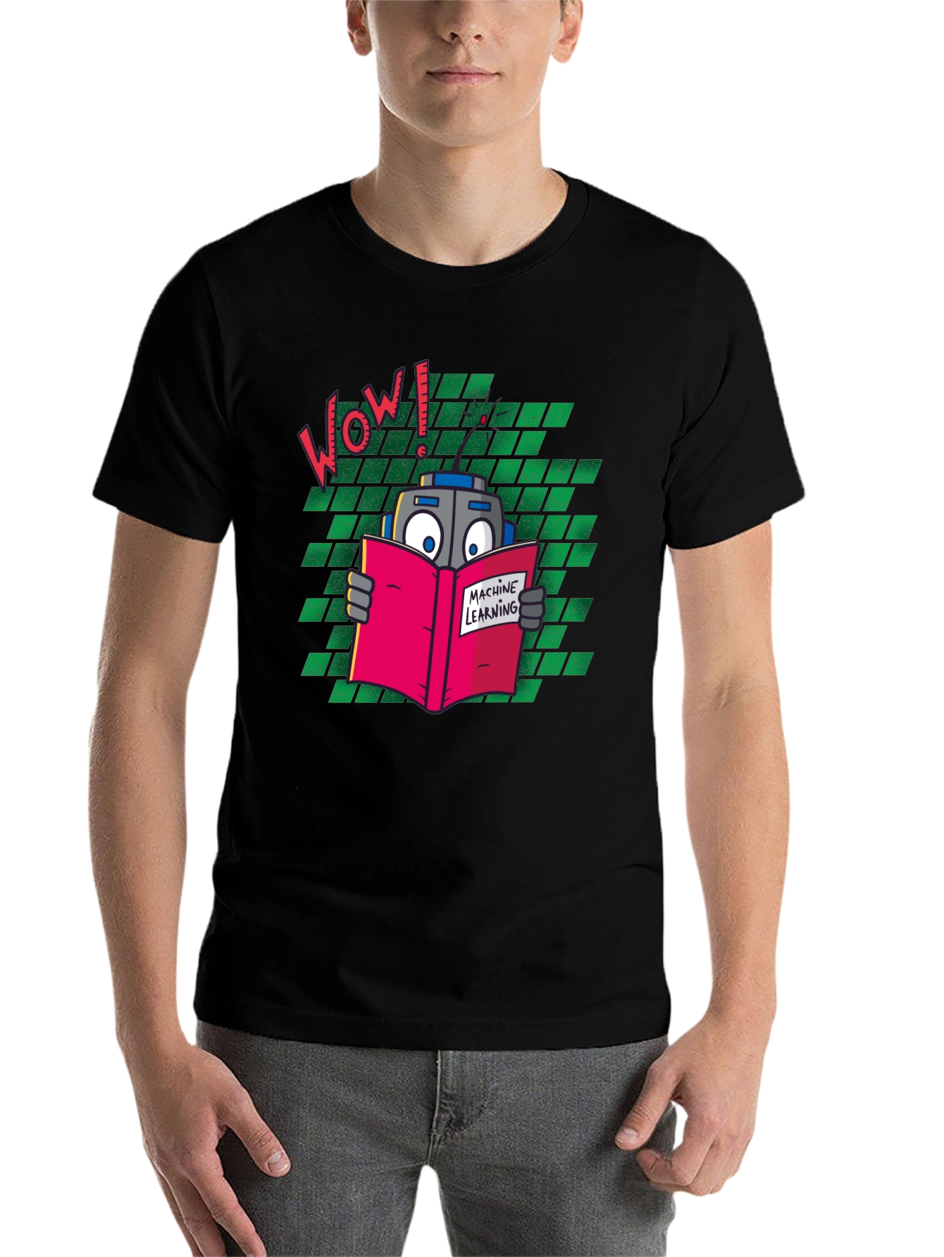 Black Machine Learning Robot T-Shirt view 7