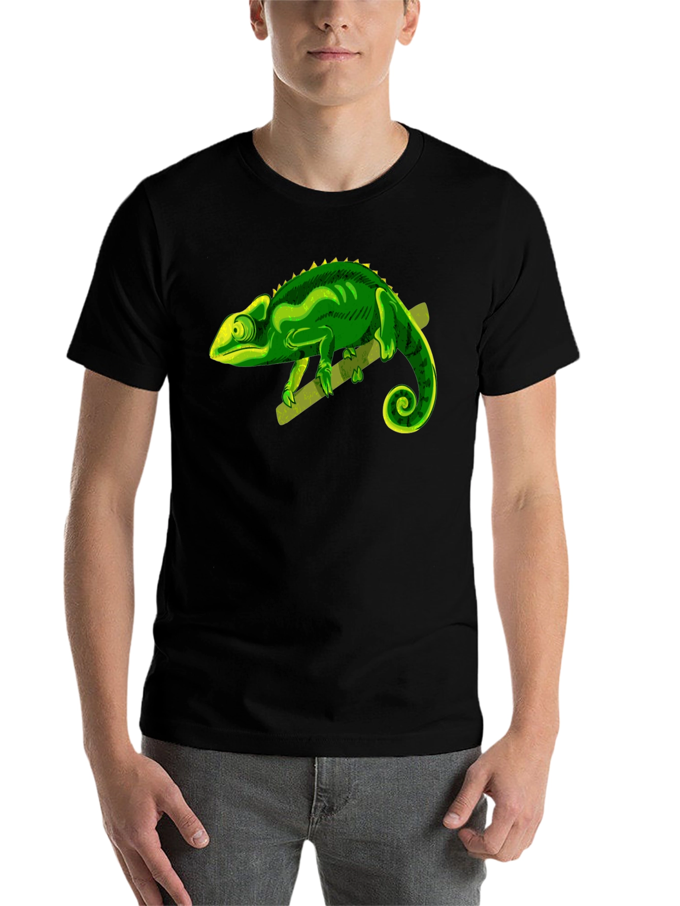 Black Chameleon Graphic Print T-Shirt view 7