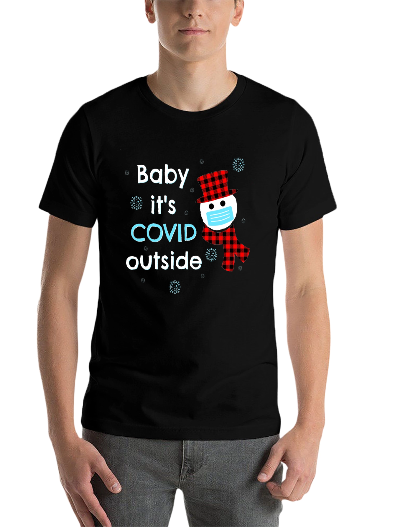 Black Baby It's COVID Outside Novelty T-Shirt view 7