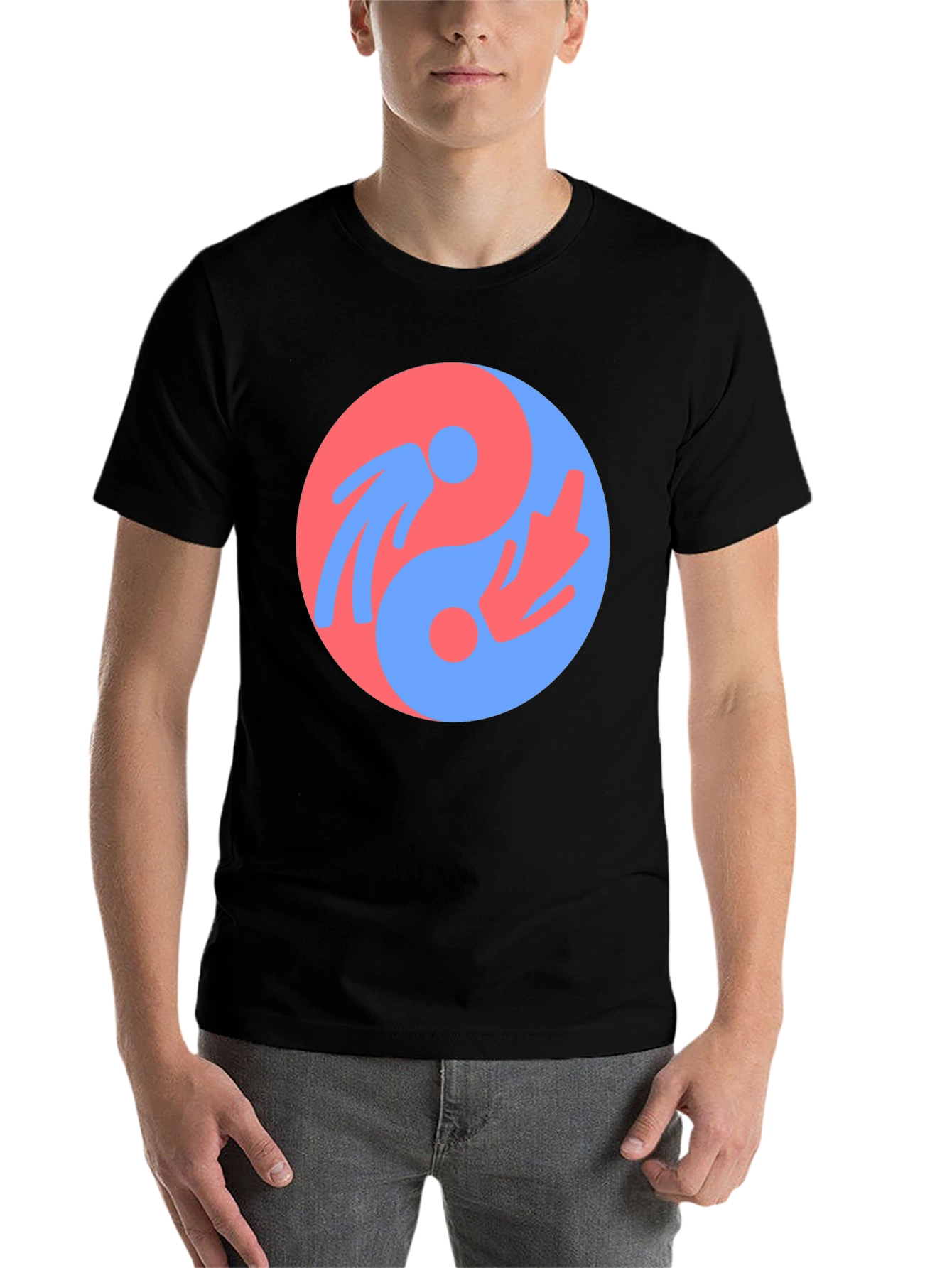 Black Yin Yang Harmony Graphic Tee - Unisex Black T-Shirt view 7