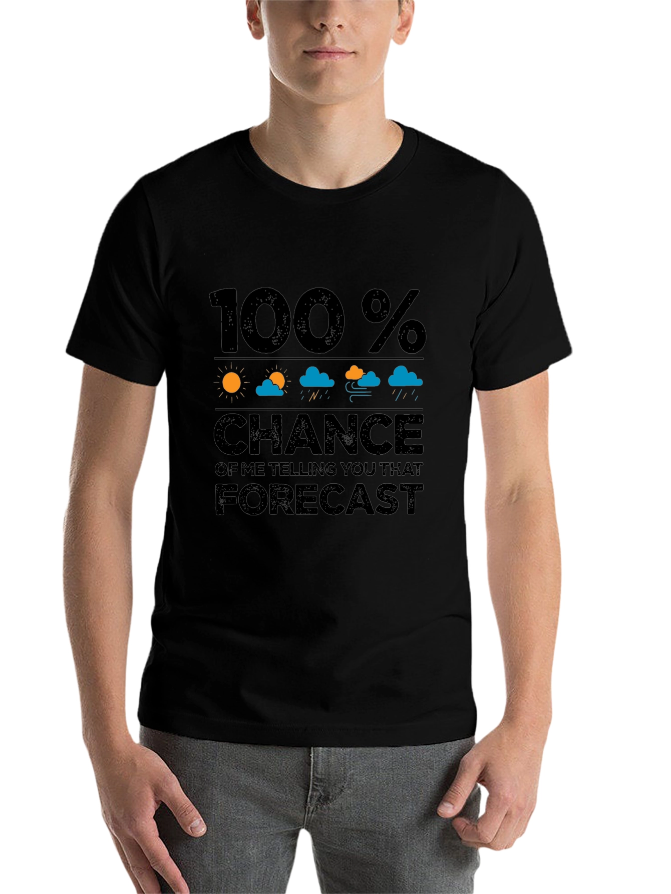 Black Funny Weather Forecast Graphic T-Shirt view 7
