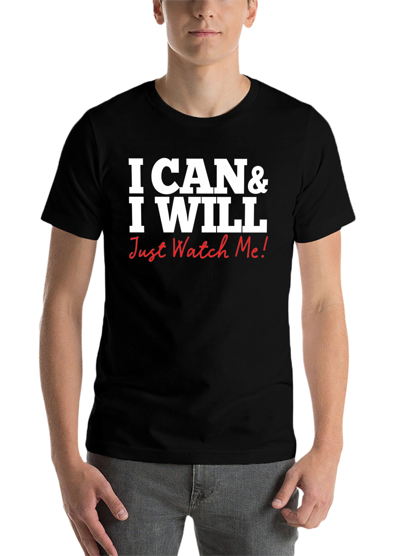 Black I Can & I Will Graphic Tee - Motivational Shirt view 7