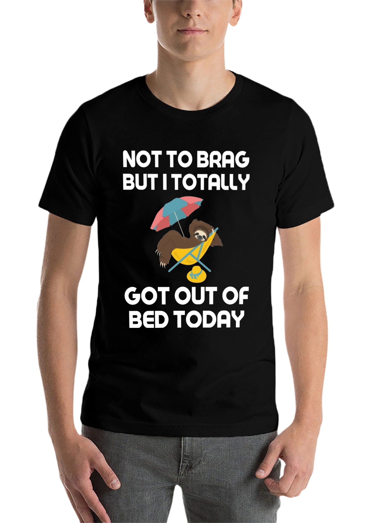 Black Funny Sloth T-Shirt - Got Out of Bed Today view 7