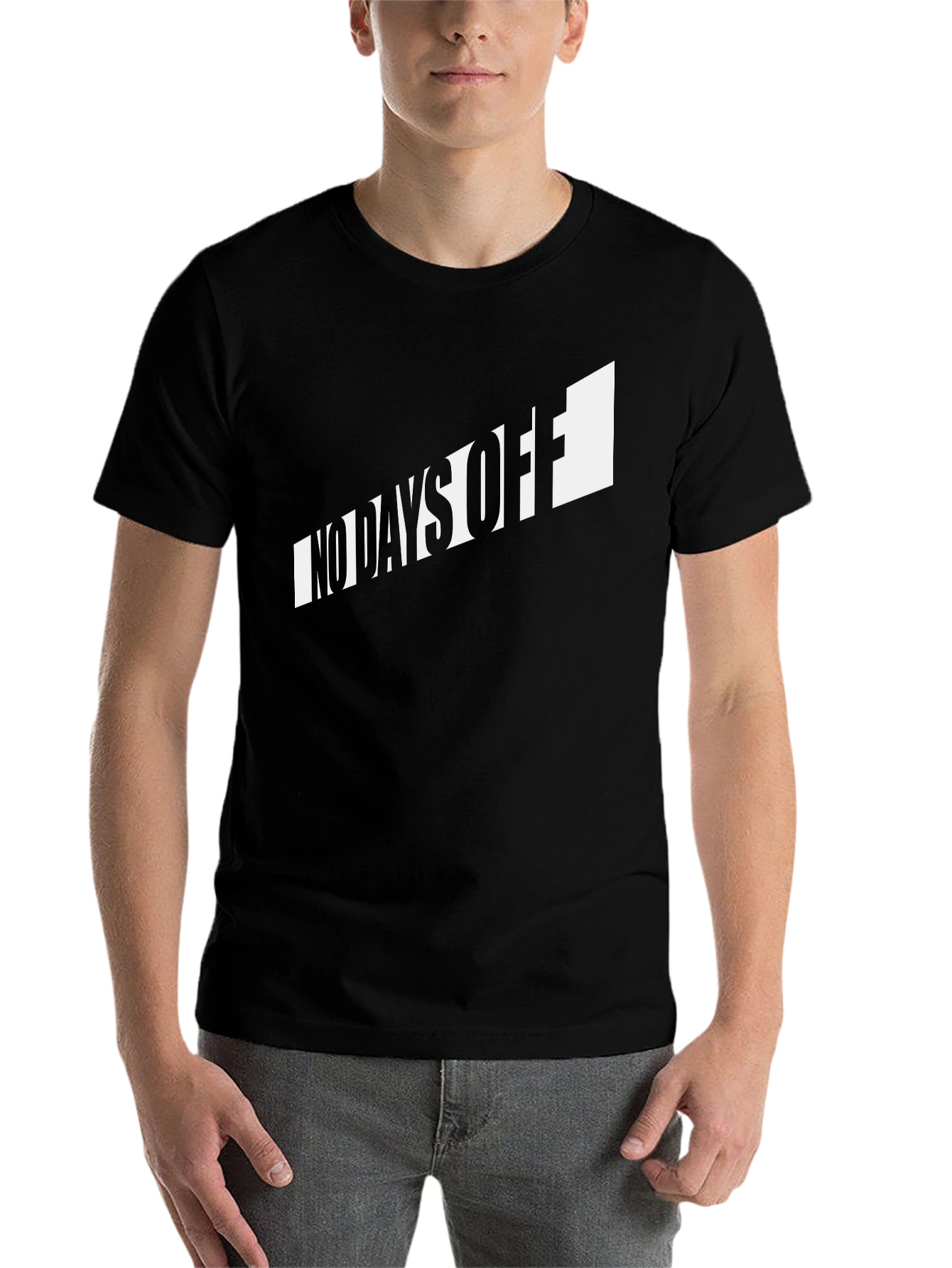 Black No Days Off Graphic Black T-Shirt view 7