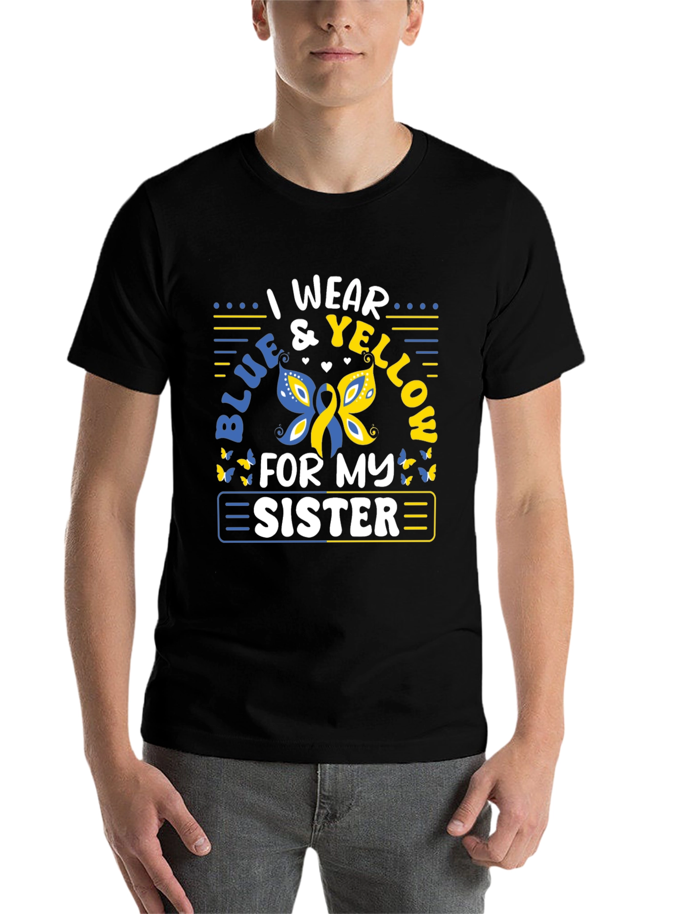 I Wear Blue & Yellow for My Sister T-Shirt - 7