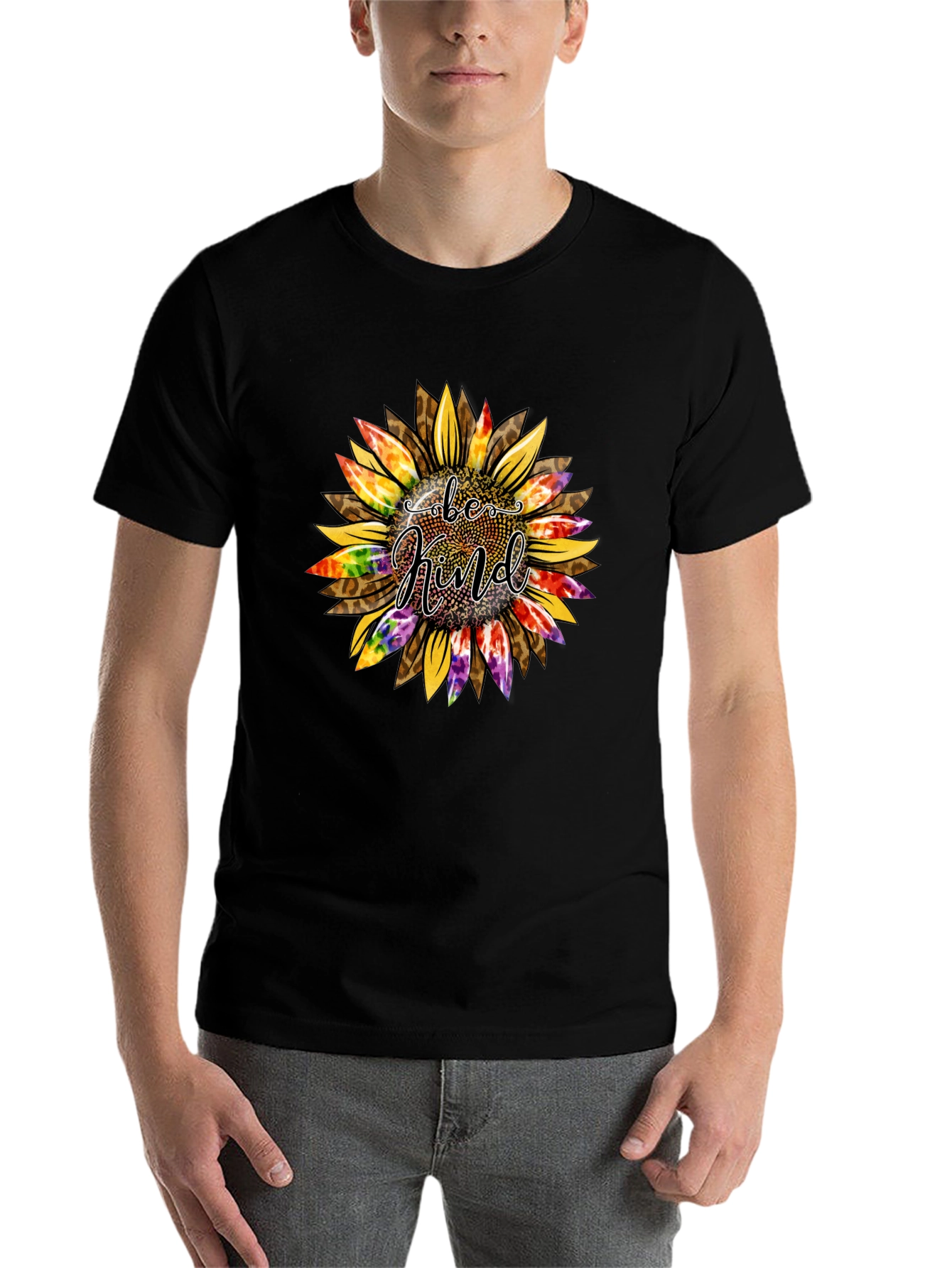 Black Be Kind Sunflower Graphic T-Shirt - Black view 7
