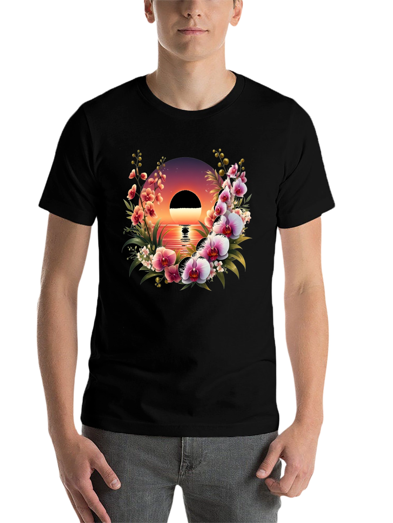 Black Floral Sunset Graphic Tee view 7