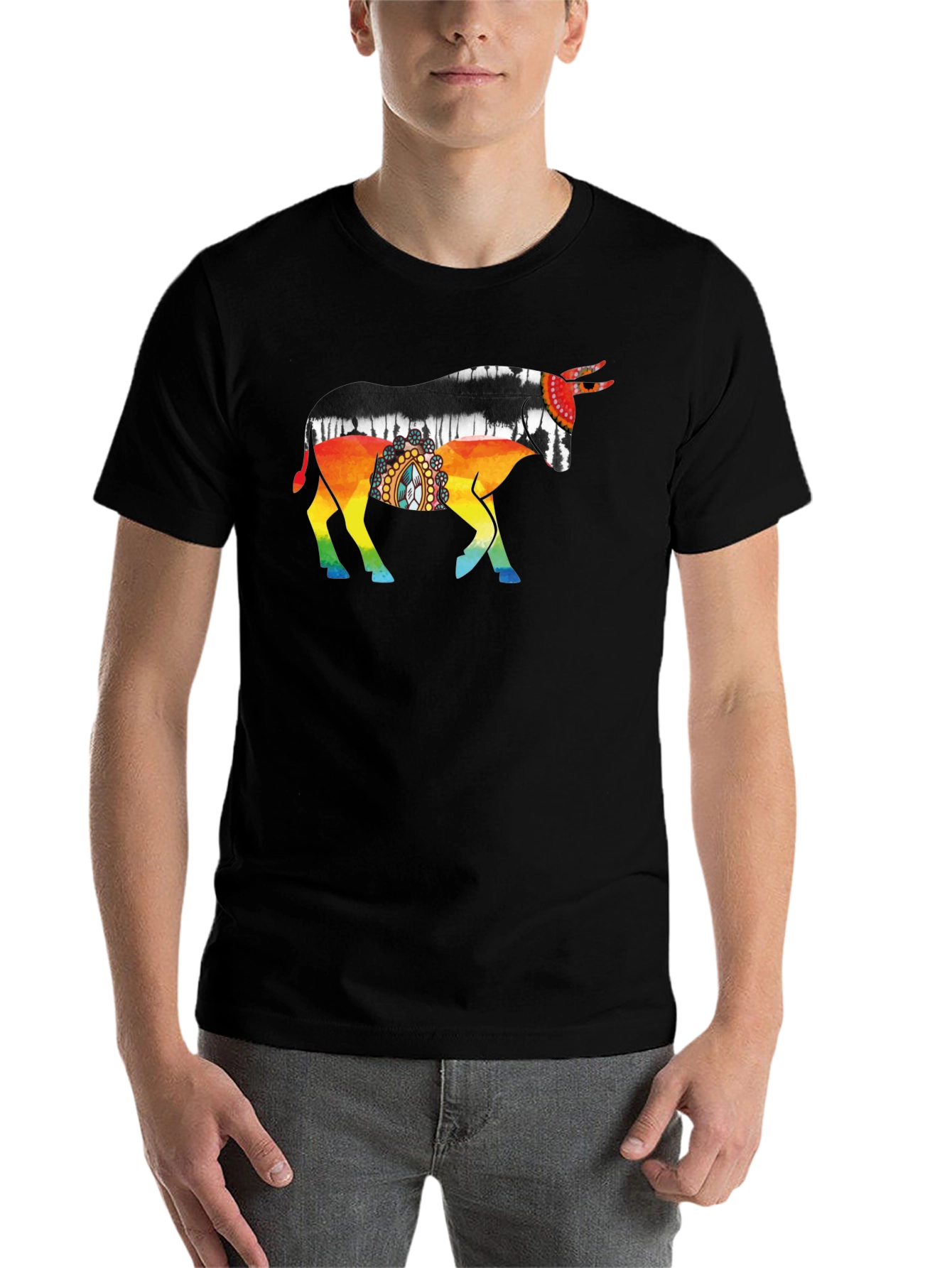 Black Vibrant Bull Graphic Tee - Black view 7