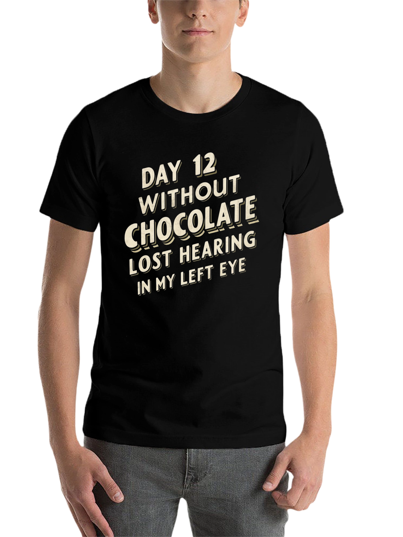 Black Funny 'Day 12 Without Chocolate' Graphic Tee view 7