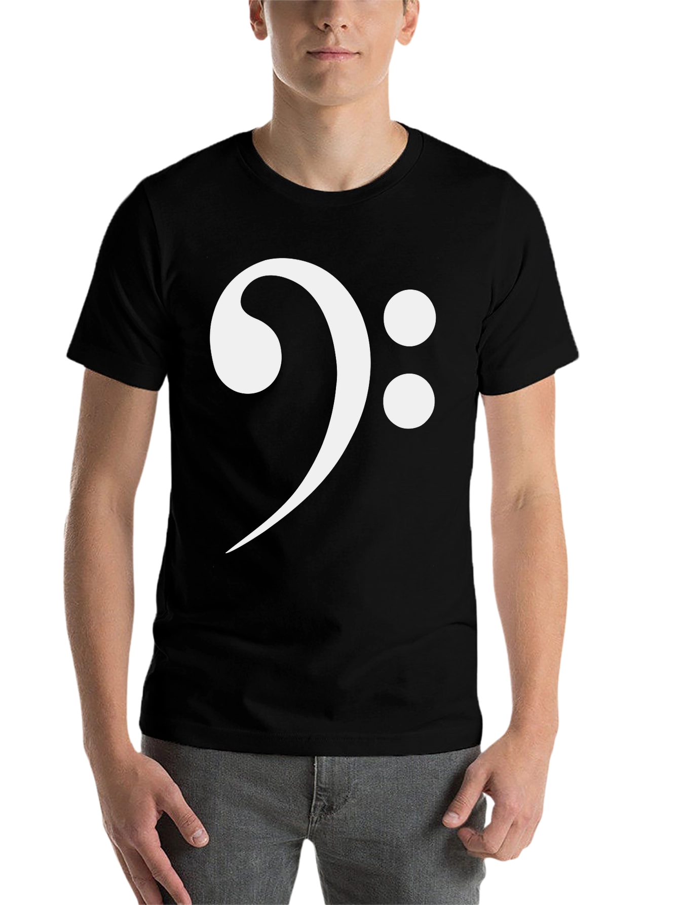 Black Bass Clef Graphic Tee - Music Lover Shirt view 7