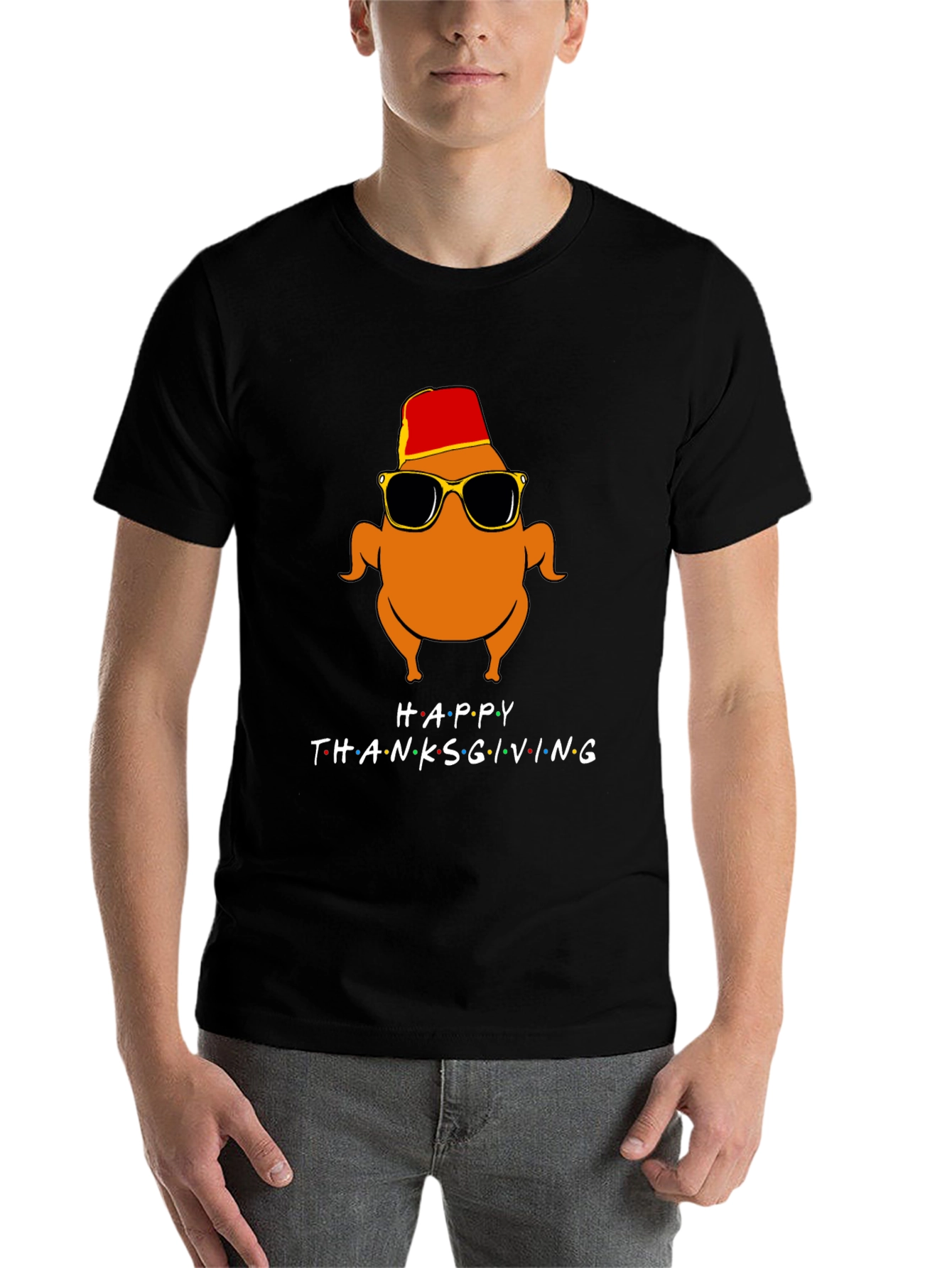 Black Happy Thanksgiving Turkey Graphic Tee view 7