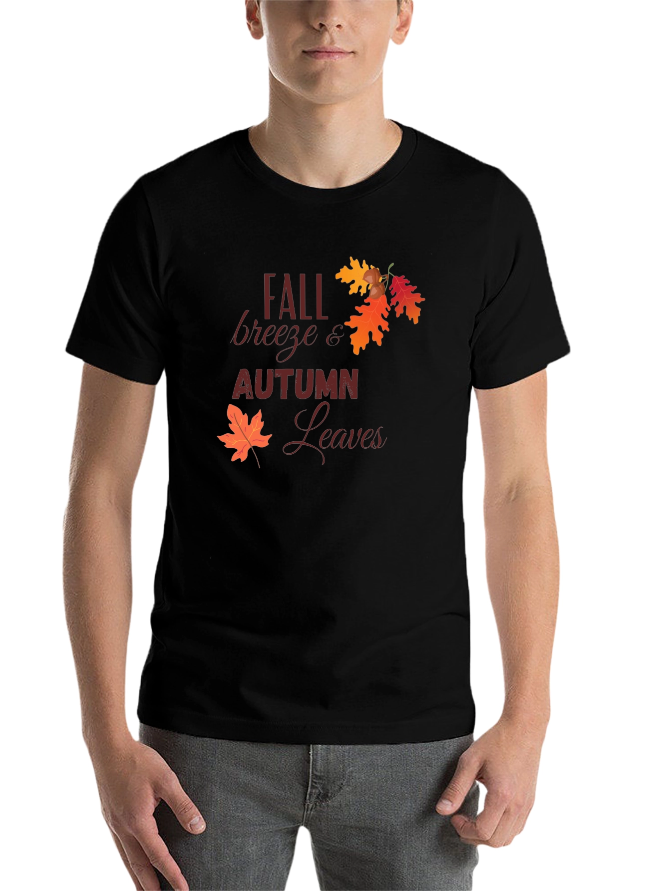 Black Fall Breeze & Autumn Leaves Graphic Tee view 7