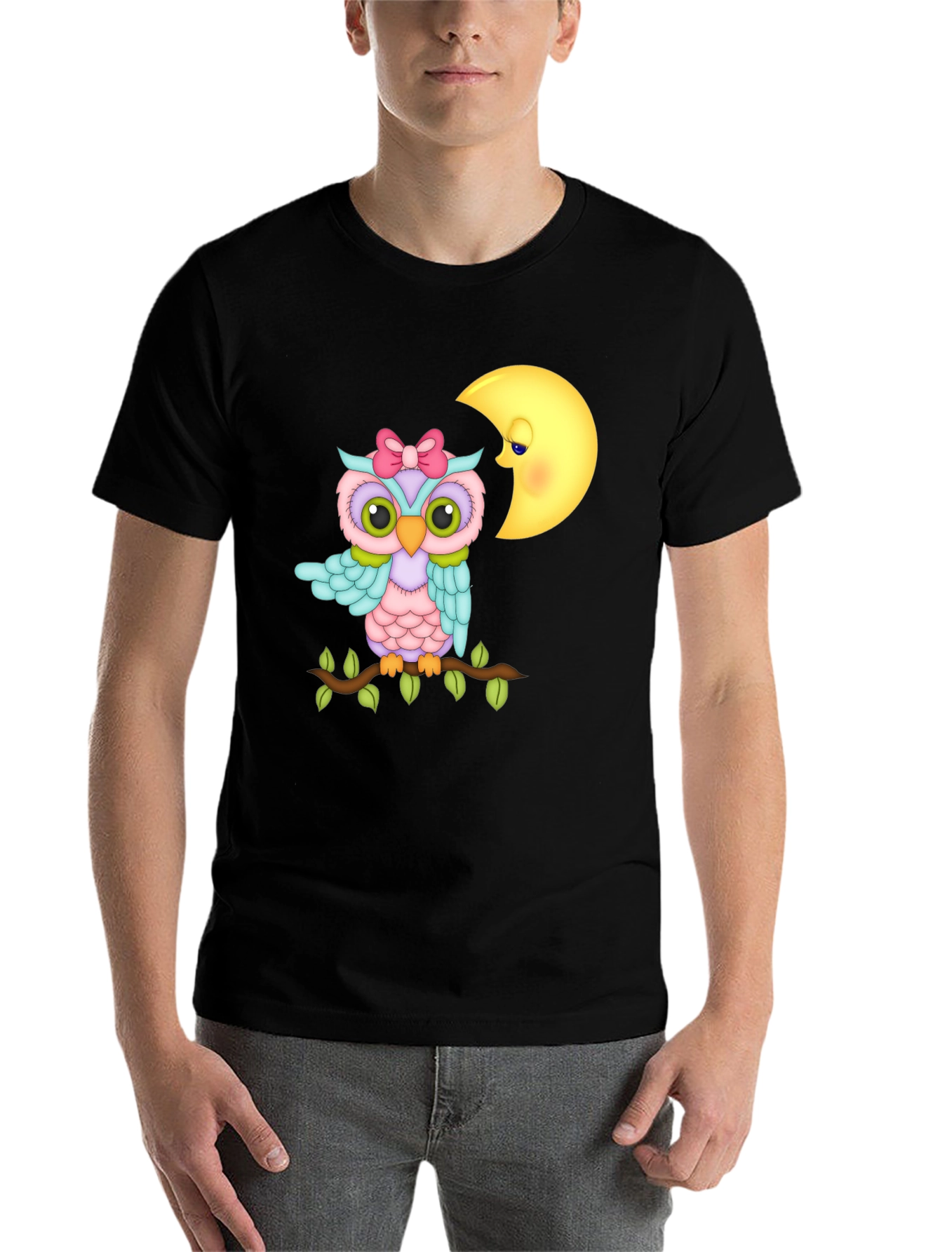 Black Owl and Moon Graphic Tee - Unisex view 7