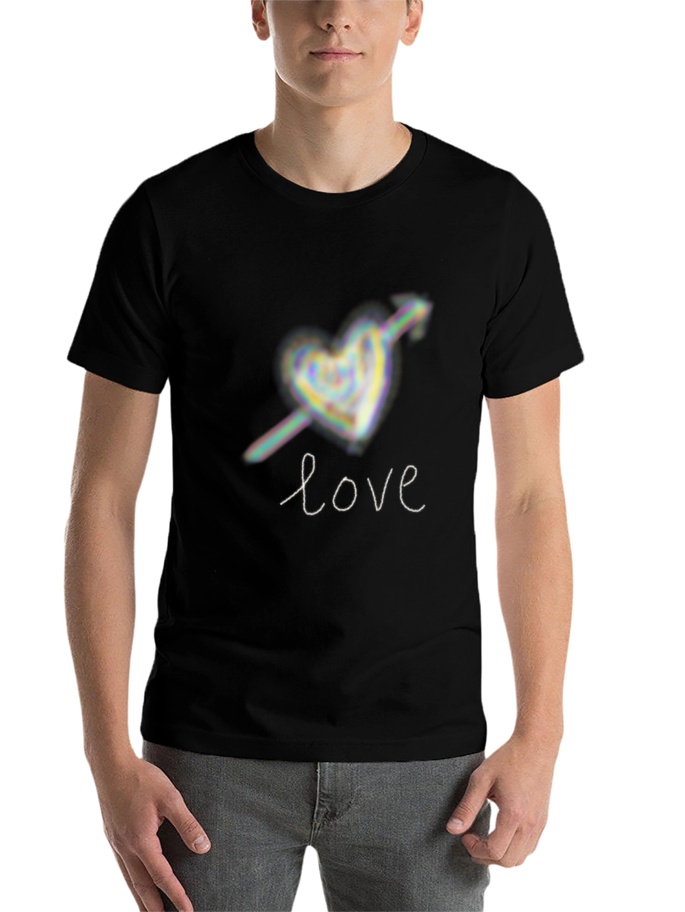 Black Love Heart Arrow Graphic Tee - Black view 7