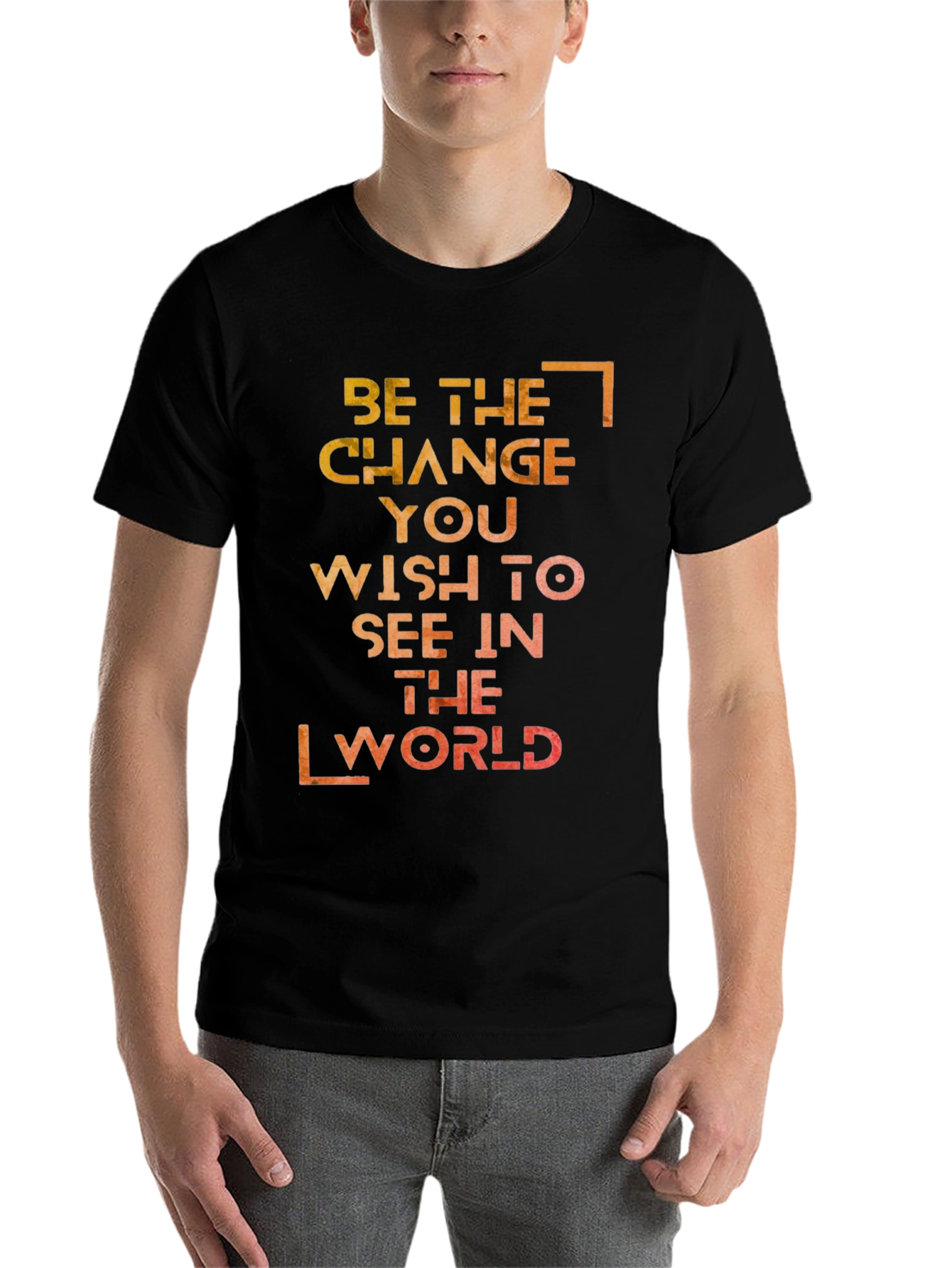 Black Inspirational Graphic T-Shirt: Be the Change view 7
