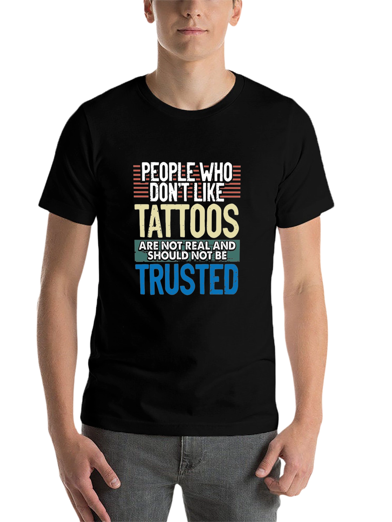 Black Tattoo Lover Tee: Distrust the Tattoo-less! view 7
