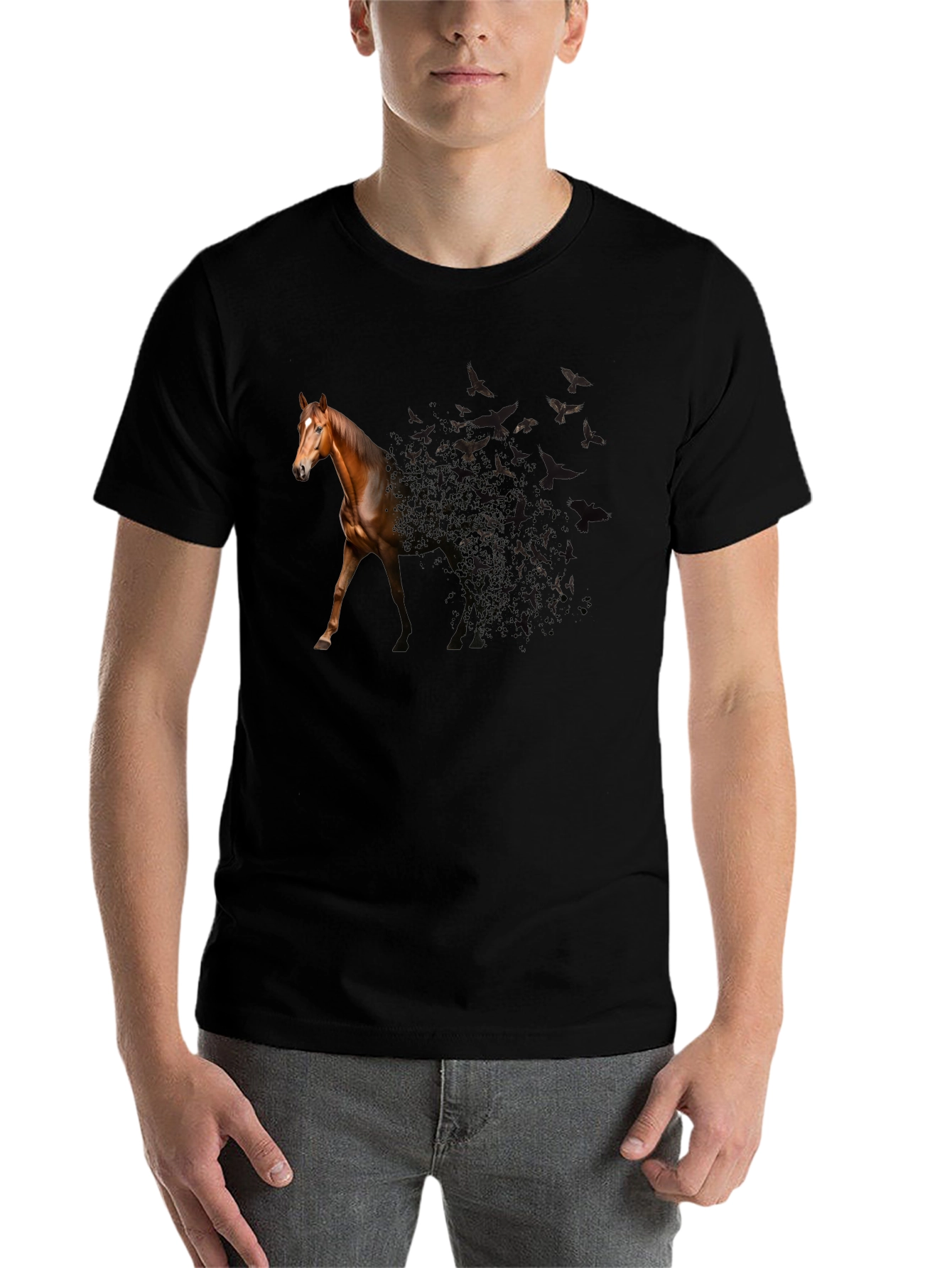 Black Horse to Birds Black Graphic Tee view 7