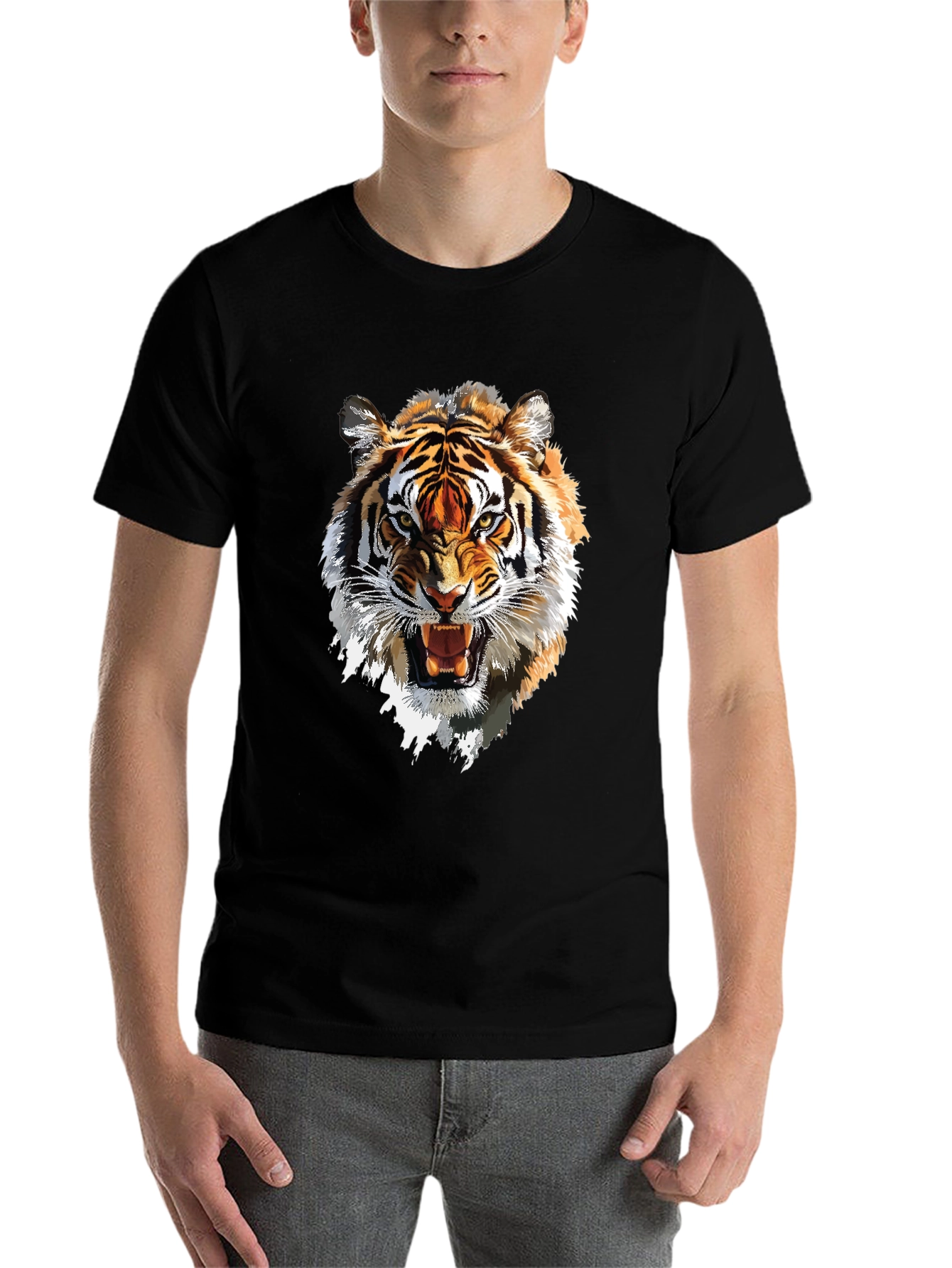 Black Tiger Graphic Tee - Bold Animal Print T-Shirt view 7