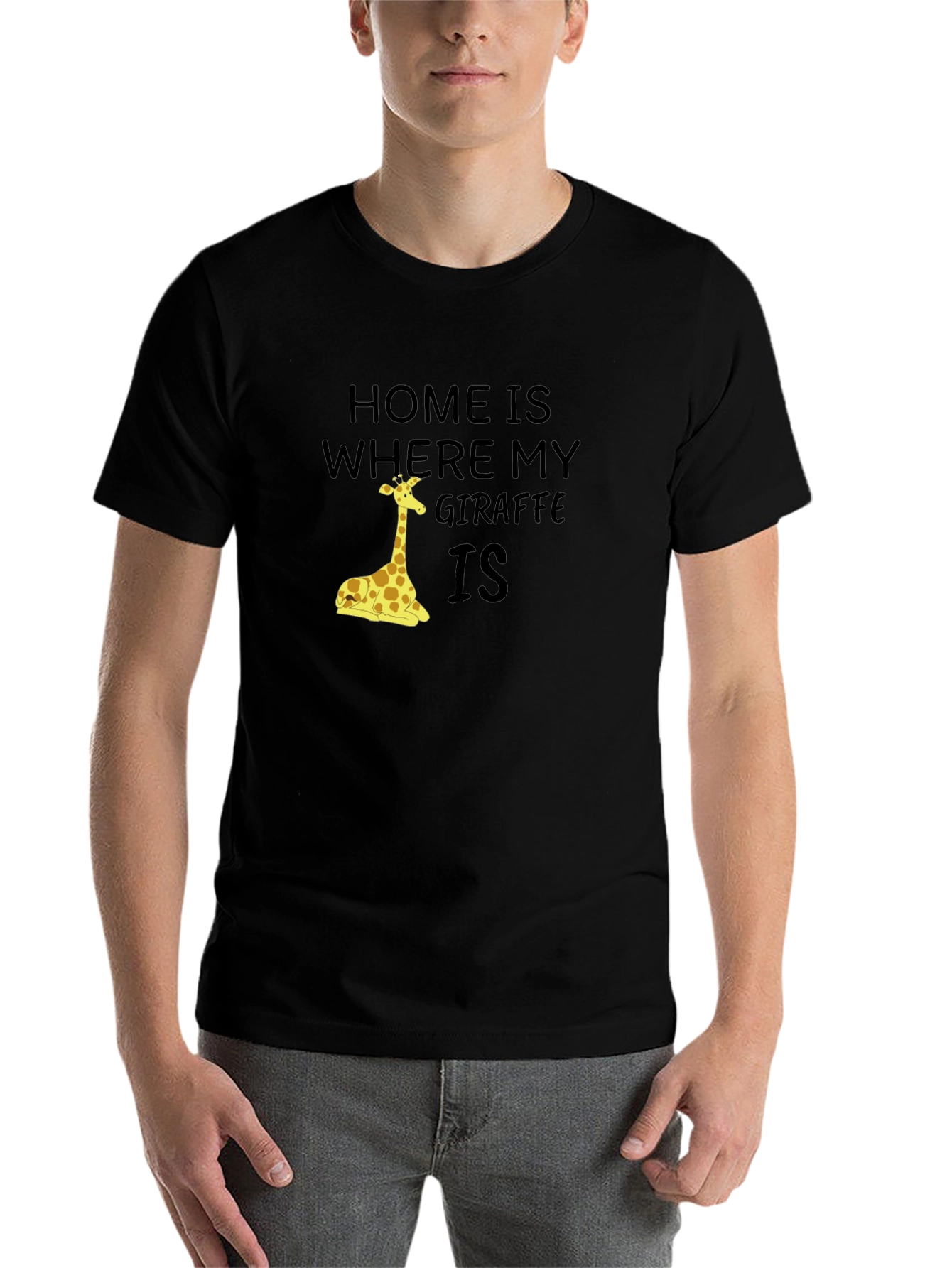 Black Home is Where My Giraffe Is Graphic T-Shirt view 7