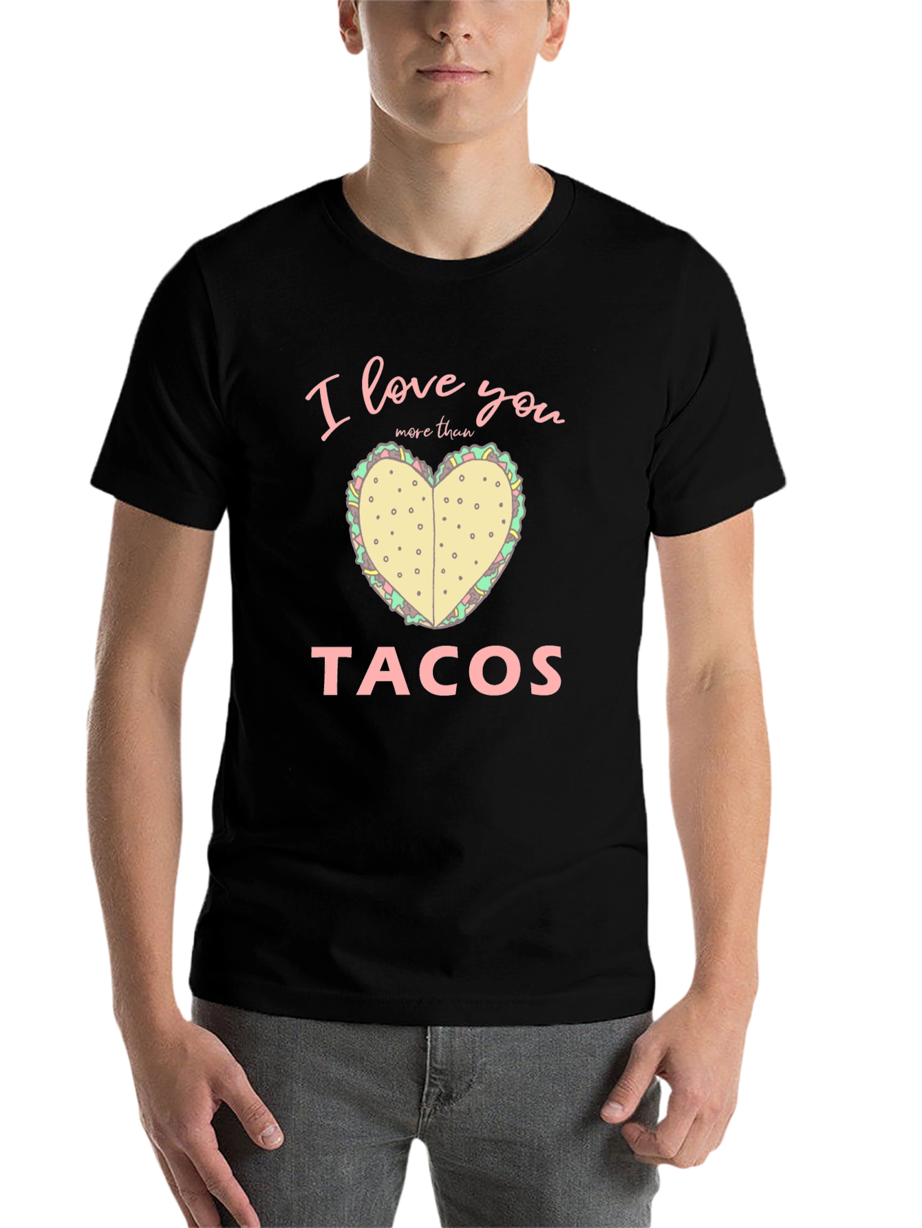 Black I Love You More Than Tacos Graphic Tee view 7