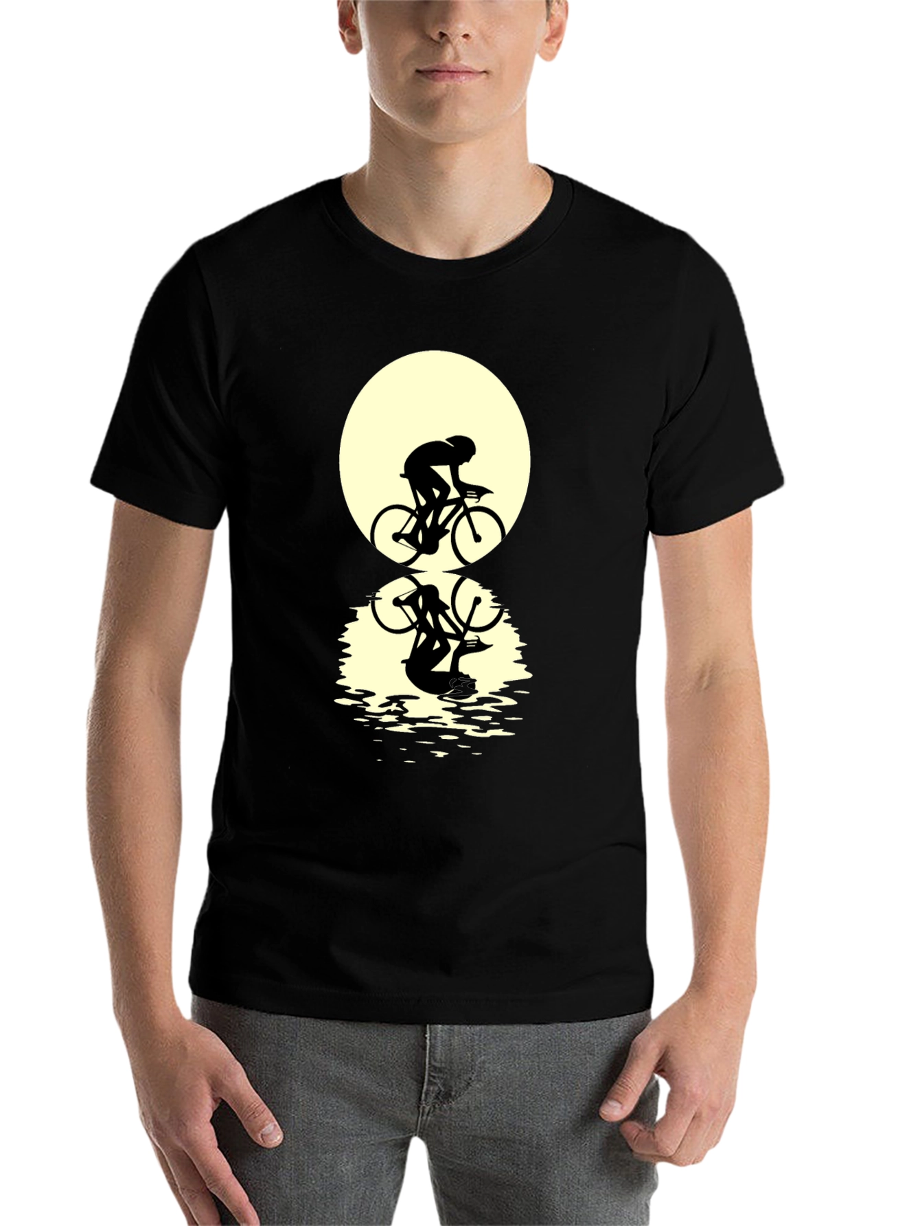 Black Cyclist Silhouette Graphic Tee - Black view 7