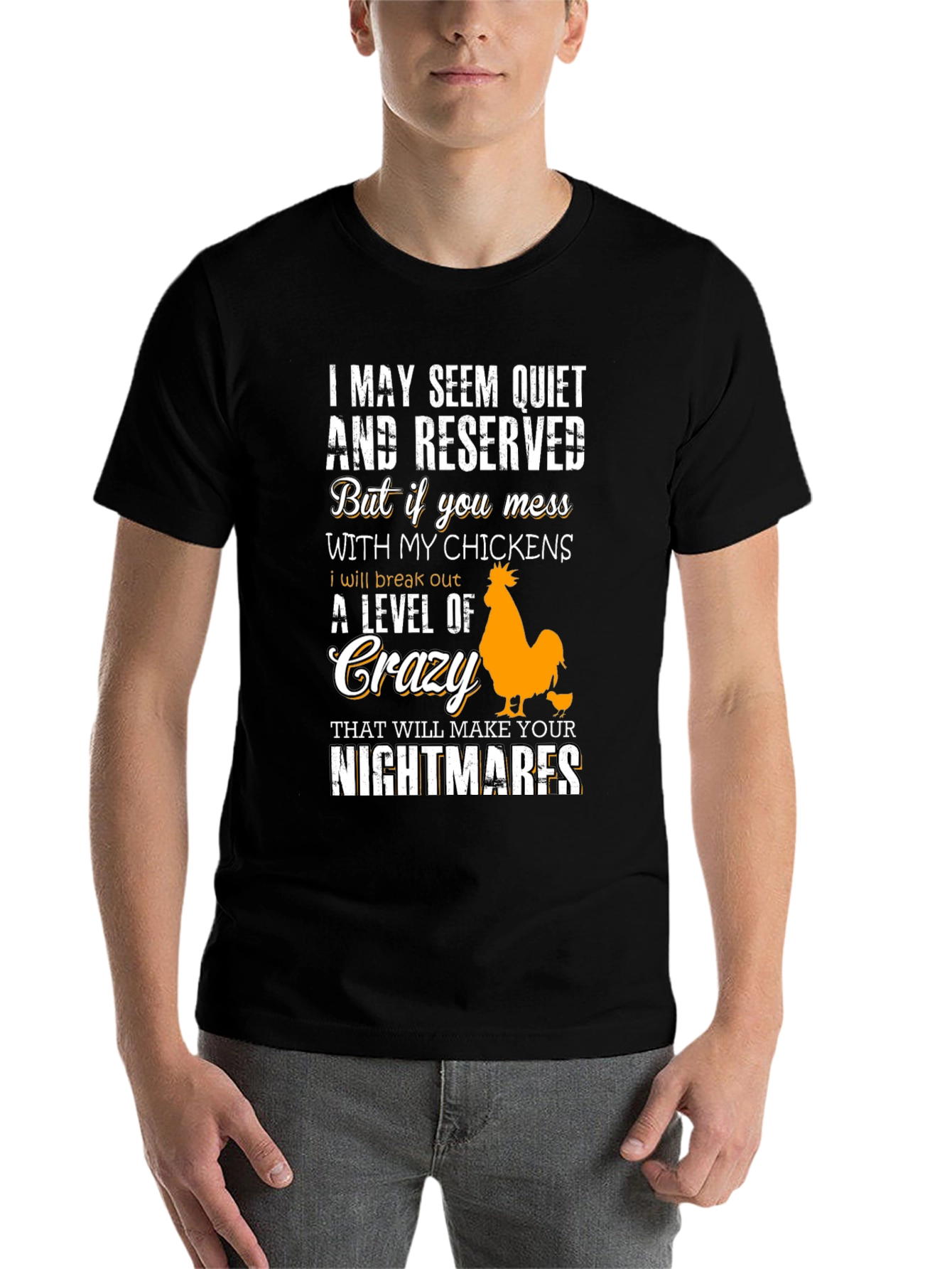 Black Funny Chicken Lover T-Shirt: I May Seem Quiet... view 7