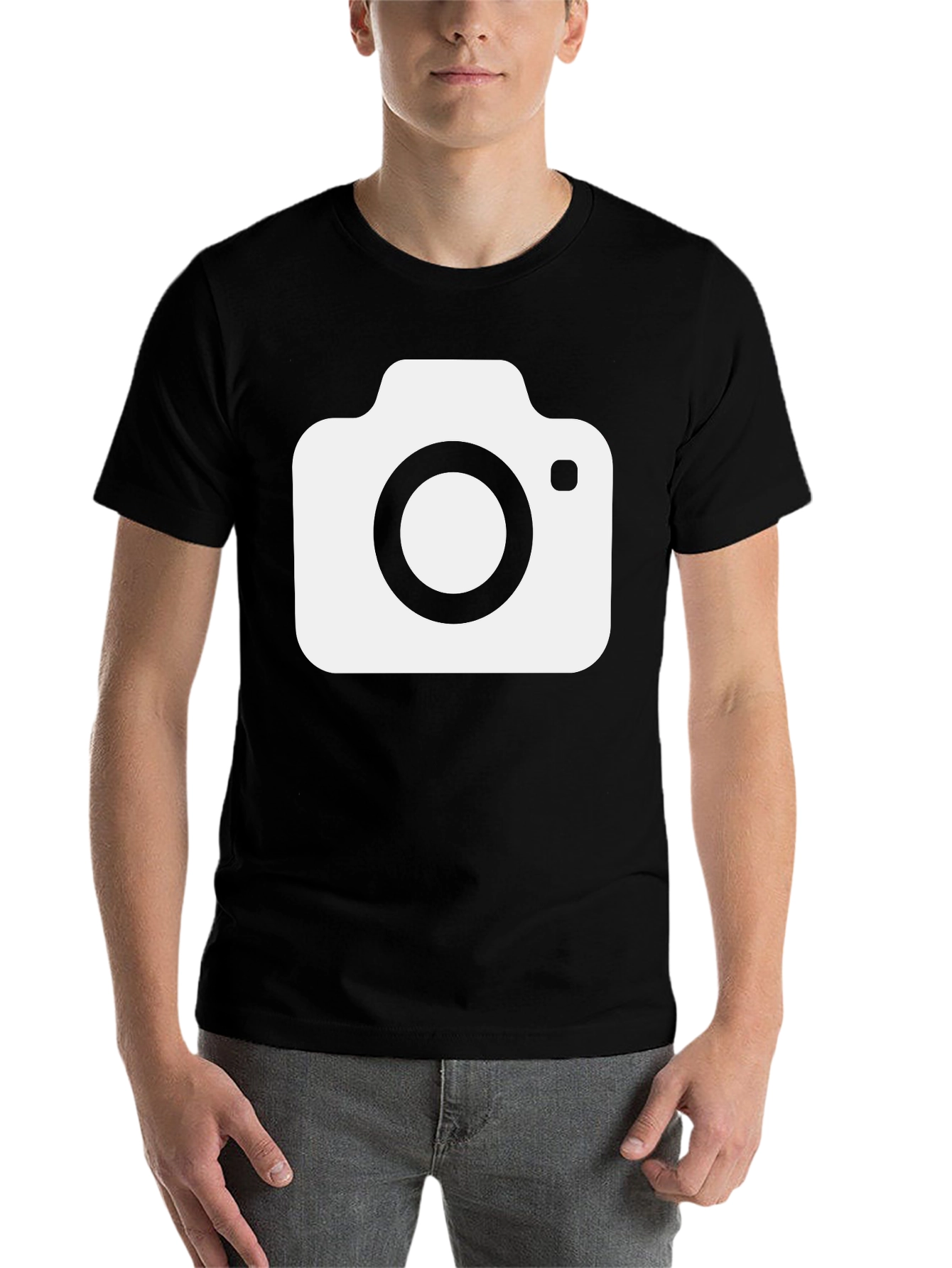 Black Camera Graphic T-Shirt - Black Cotton Tee view 7
