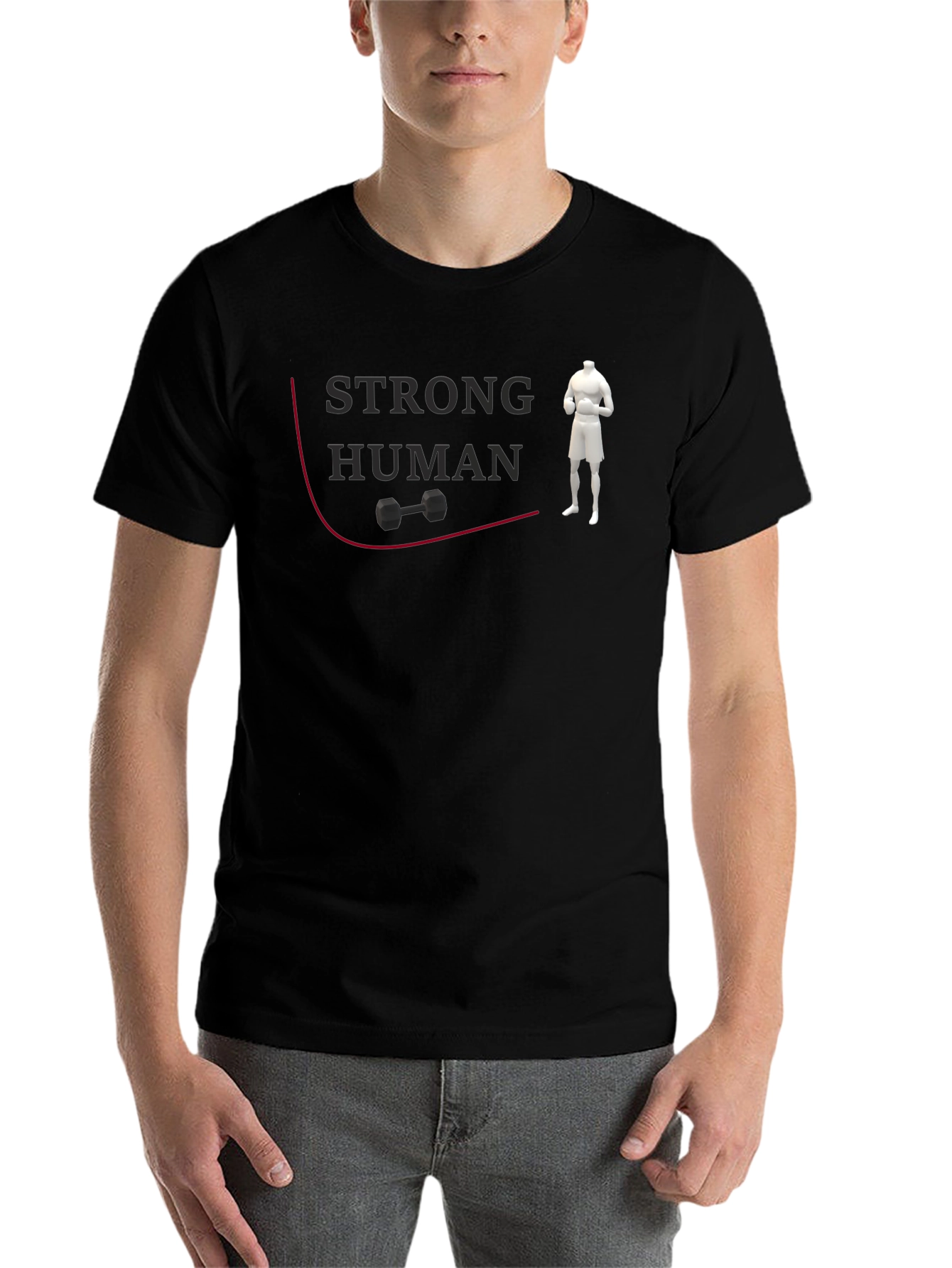 Black Strong Human Graphic Tee - Gym & Fitness Apparel view 7