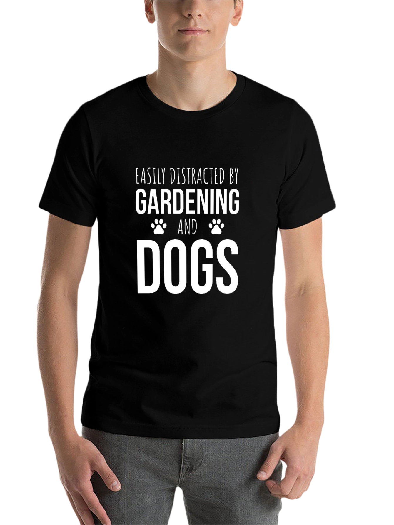 Black Gardening and Dogs T-Shirt - Easily Distracted view 7