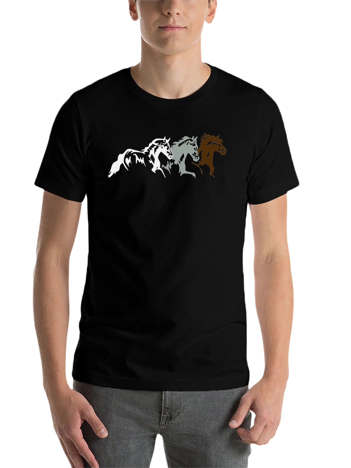 Black Horse Silhouette Graphic T-Shirt - Black view 7