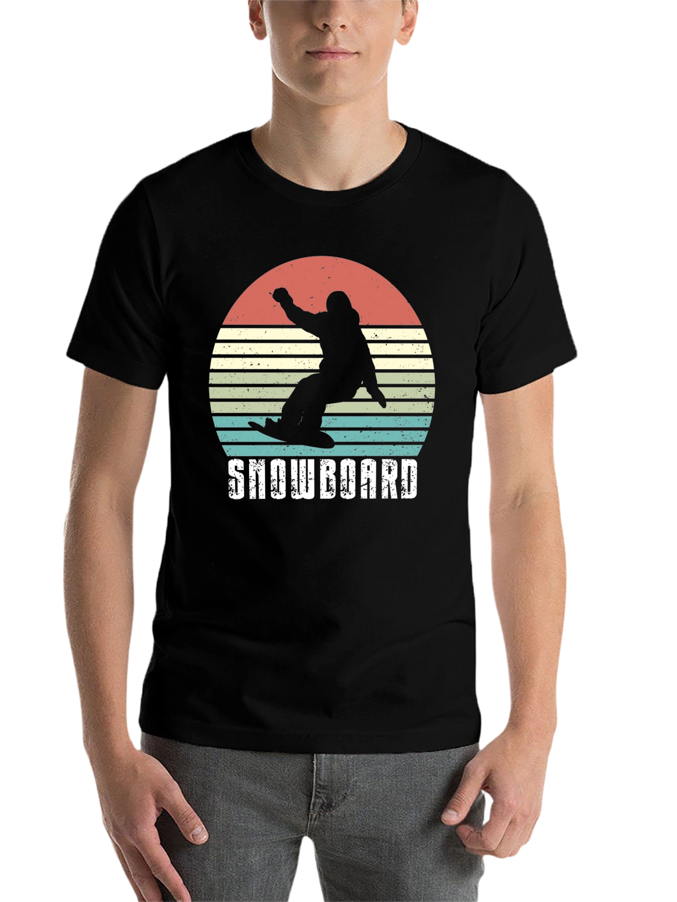 Black Snowboard Retro Graphic Tee view 7