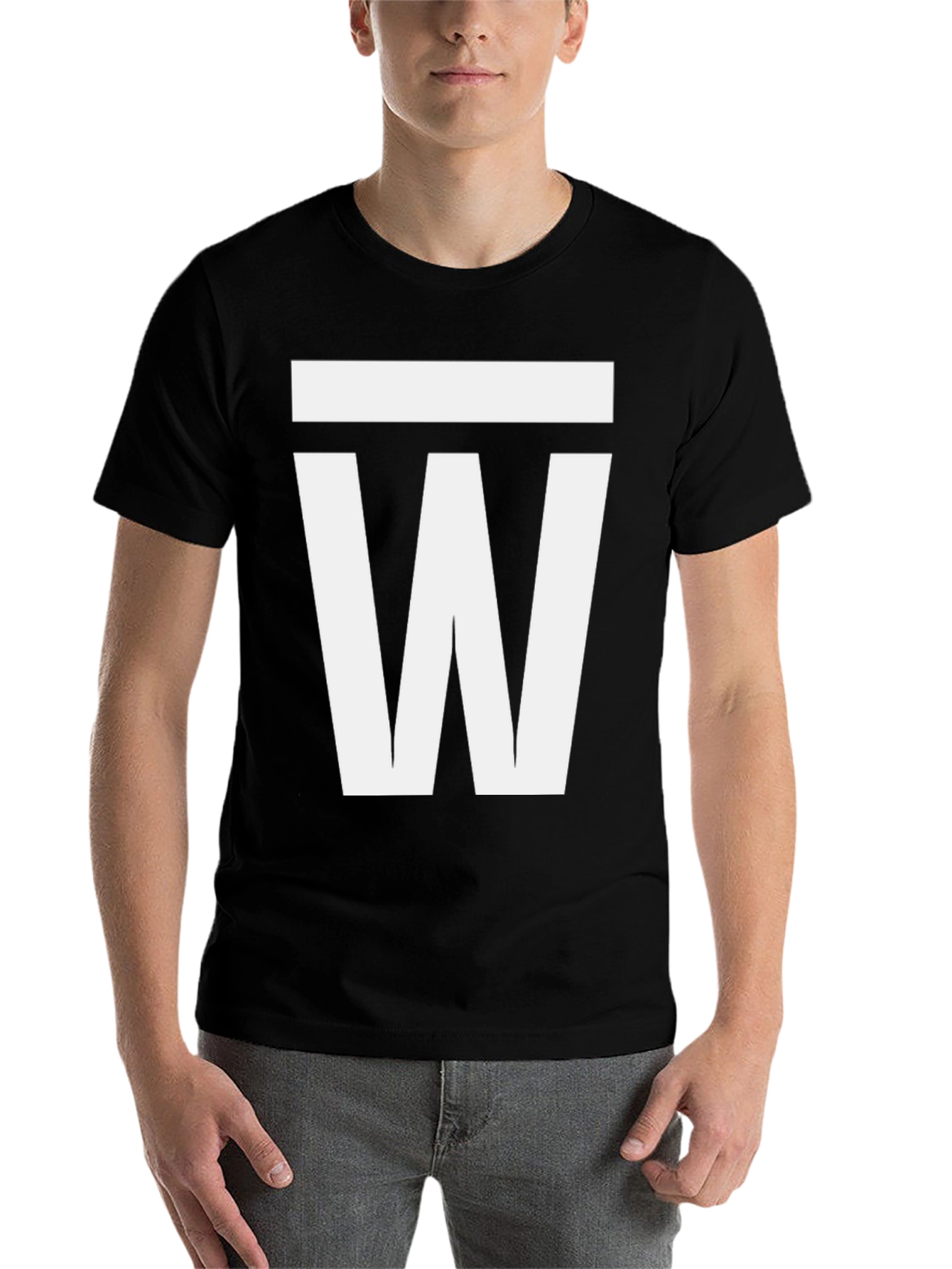Black Bold Graphic Tee - White 'W' Design view 7