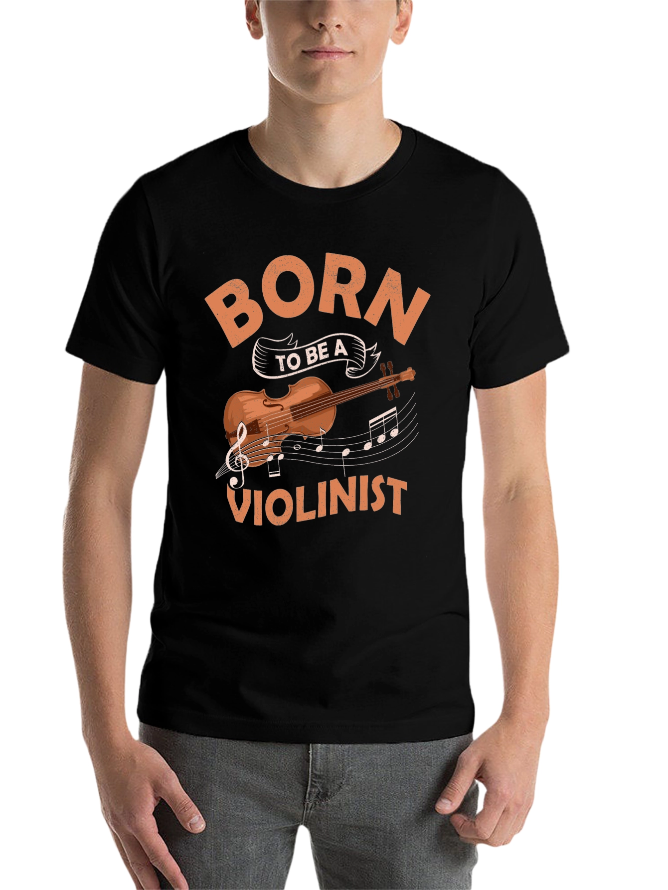 Black Born To Be A Violinist Graphic T-Shirt view 7