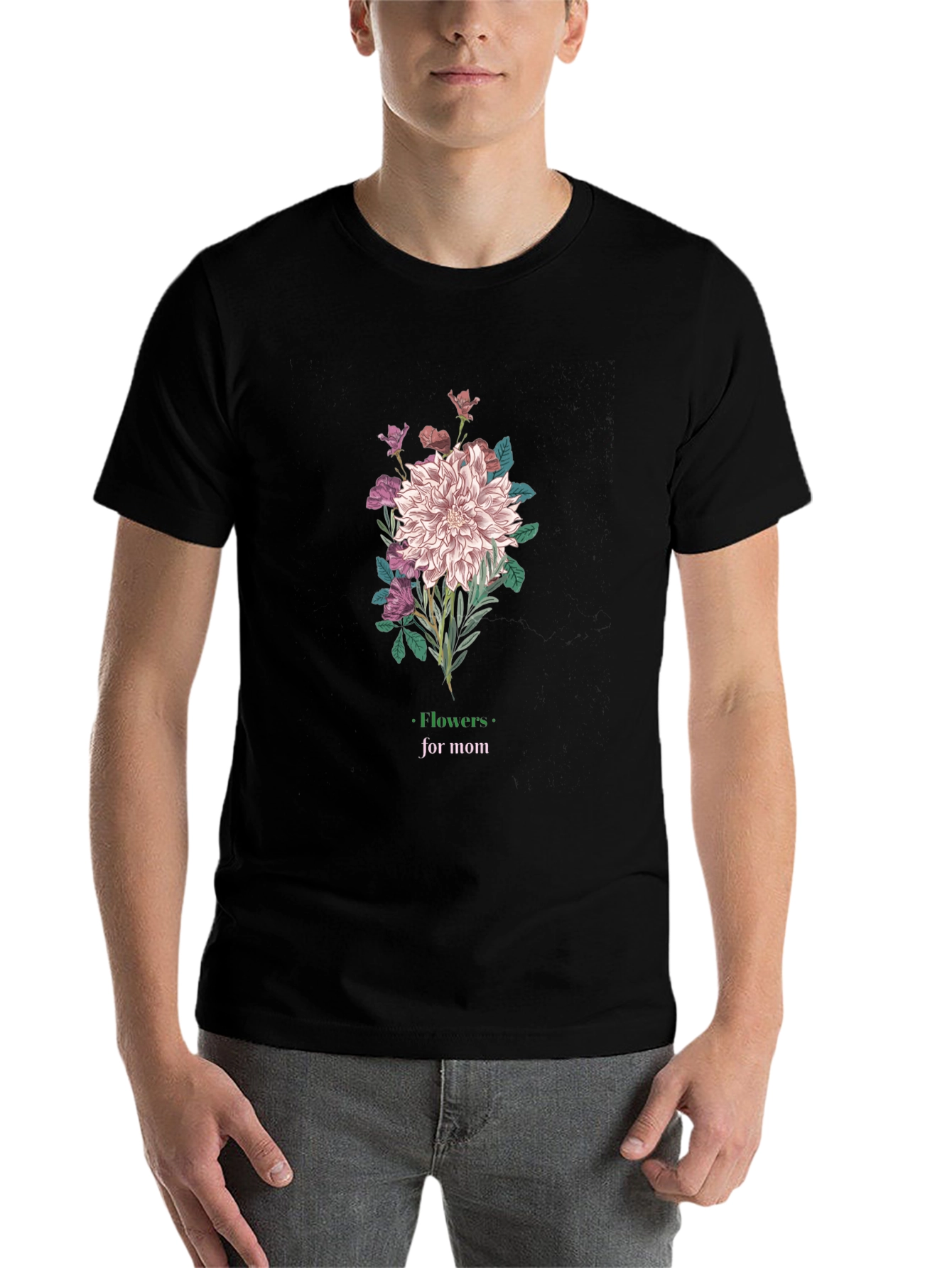 Black Flowers for Mom Graphic T-Shirt view 7